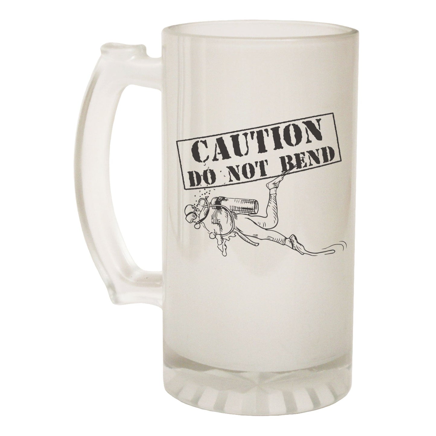 Caution Do Not Bend Scuba - Novelty Funny Frosted Stein - Gift Boxed