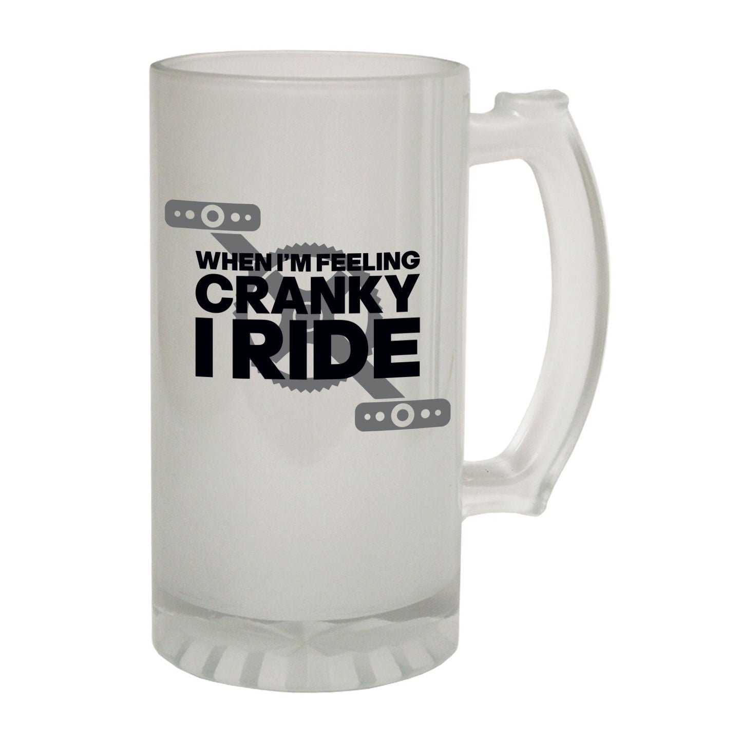 Cranky I Ride Cycling Rider - Novelty Funny Frosted Stein - Gift Boxed