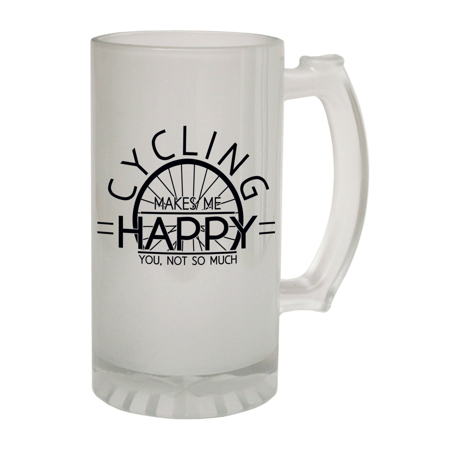 Cycling Makes Me Happy - Novelty Funny Frosted Stein - Gift Boxed
