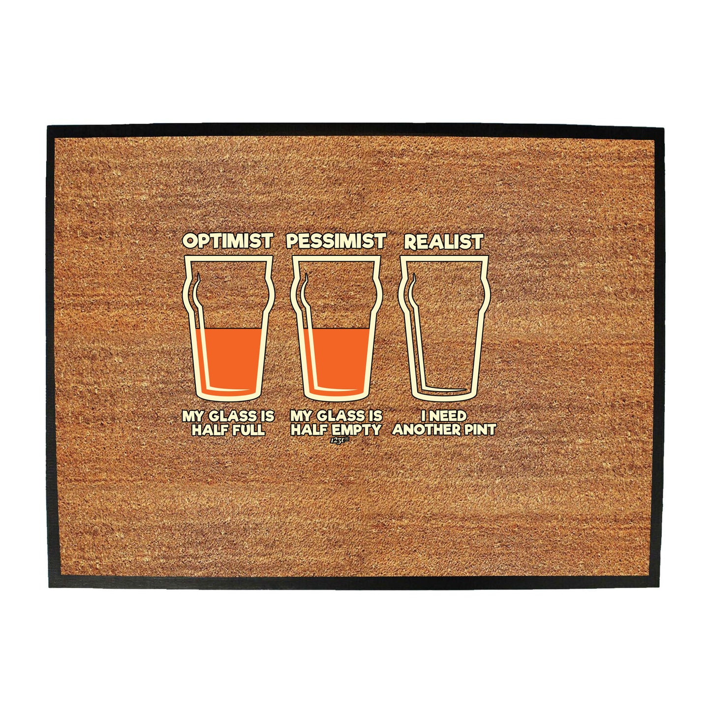 Optimist Pessimist Realist Beer - Funny Novelty Doormat