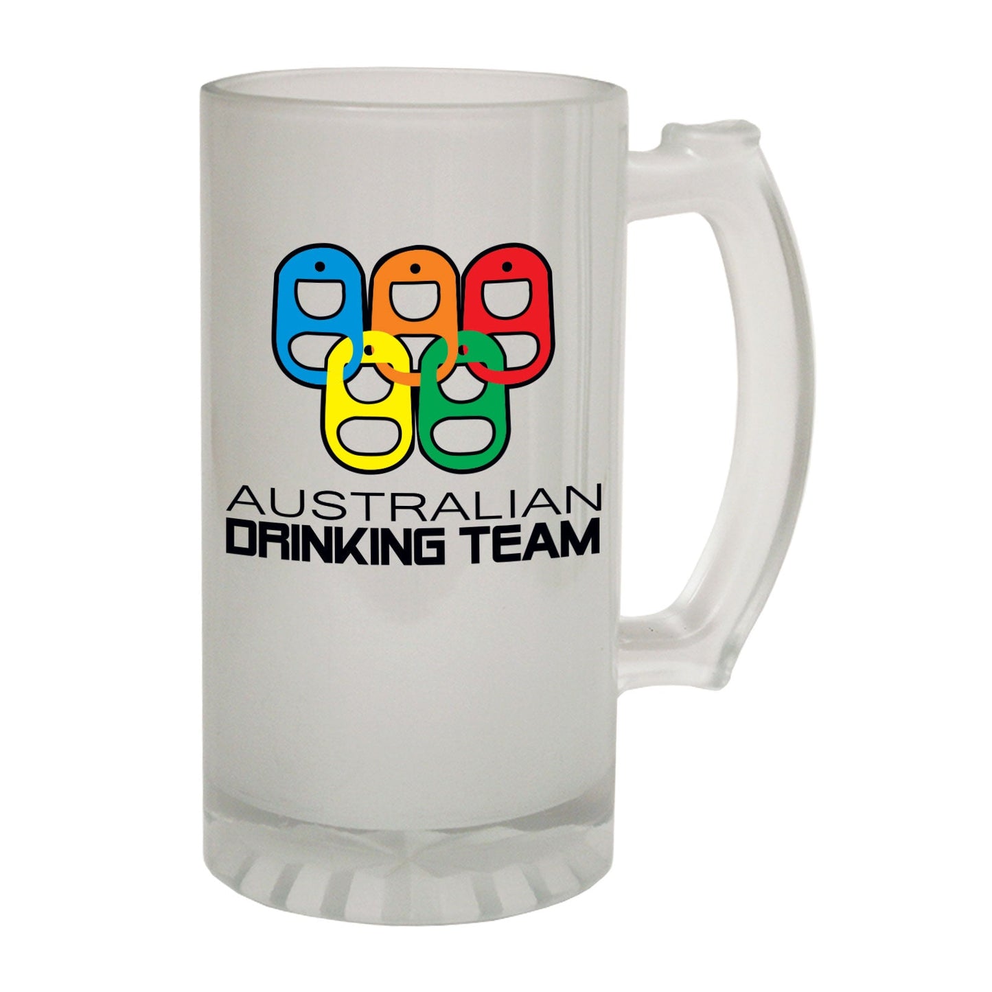 Drinking Team Rings Australian Oz - Novelty Funny Frosted Stein - Gift Boxed