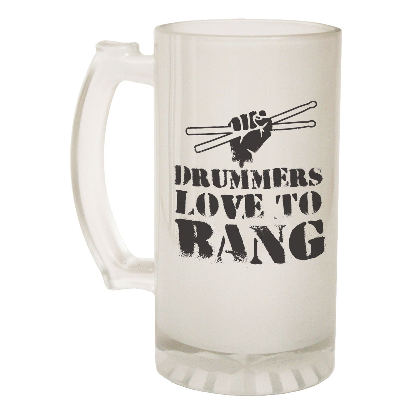 Drummers Love To Bang Rock - Novelty Funny Frosted Stein - Gift Boxed