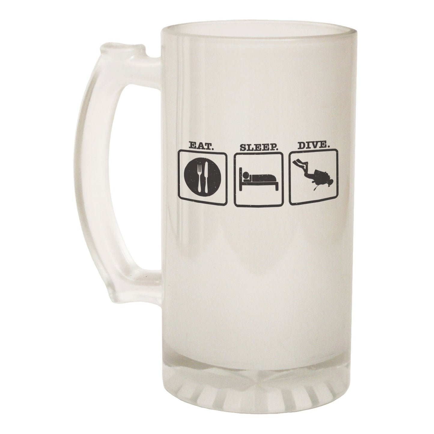 Eat Sleep Dive Diving - Novelty Funny Frosted Stein - Gift Boxed