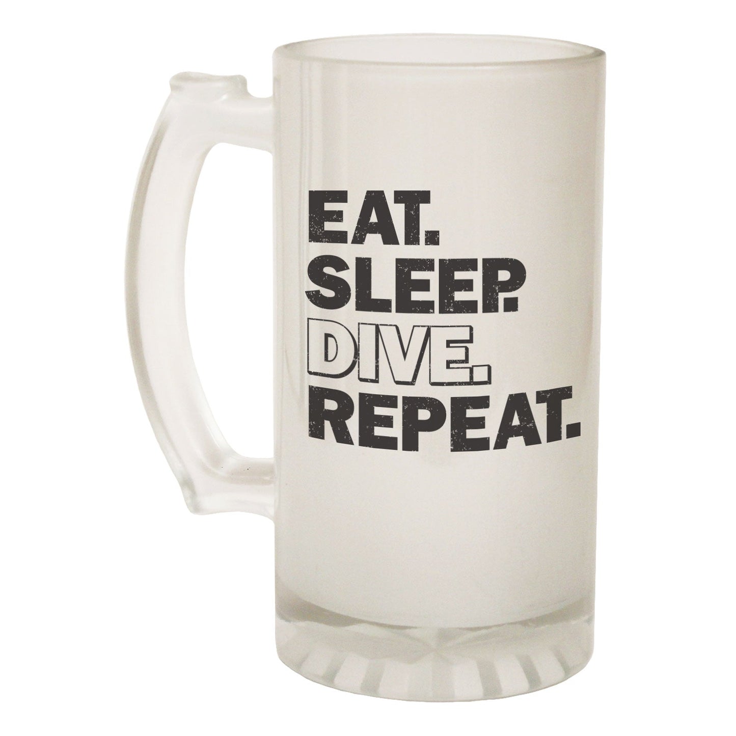 Eat Sleep Dive Repeat Scuba - Novelty Funny Frosted Stein - Gift Boxed