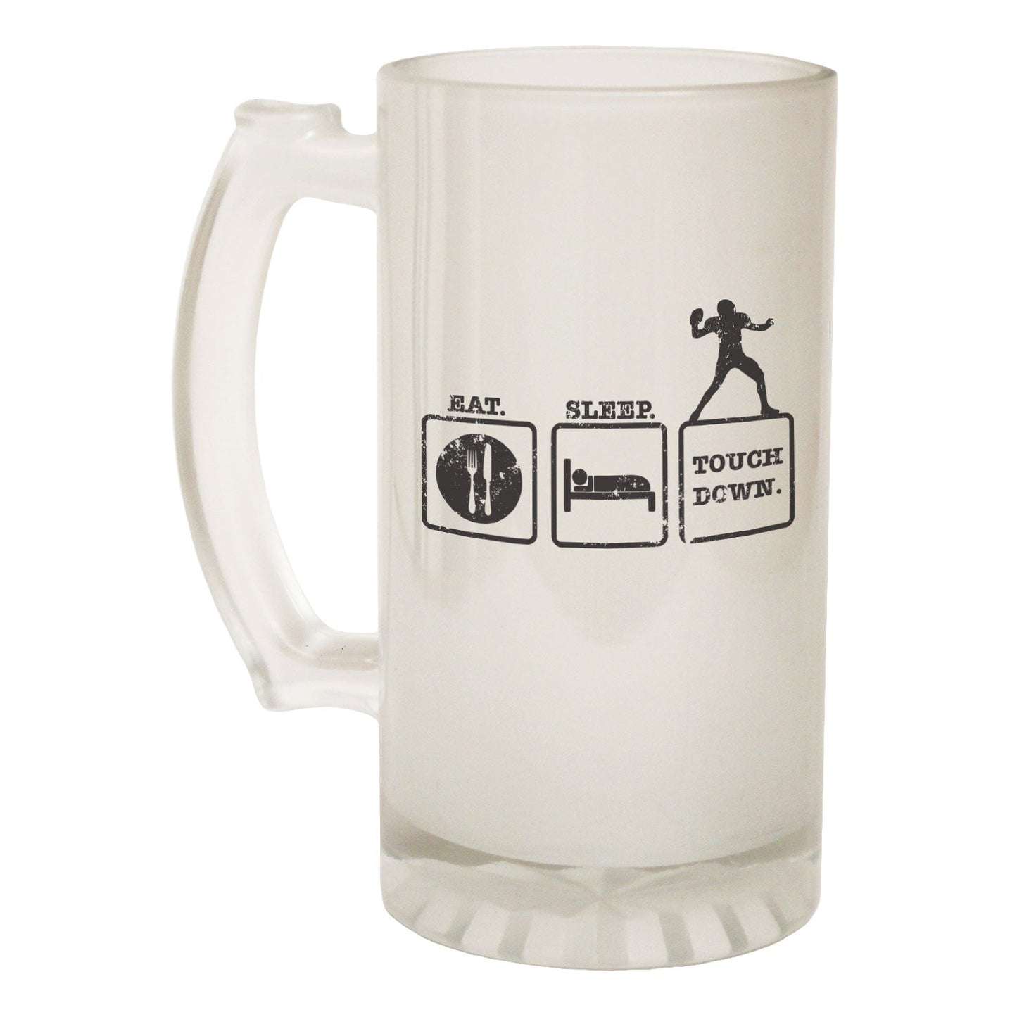 Eat Sleep Rugby - Novelty Funny Frosted Stein - Gift Boxed