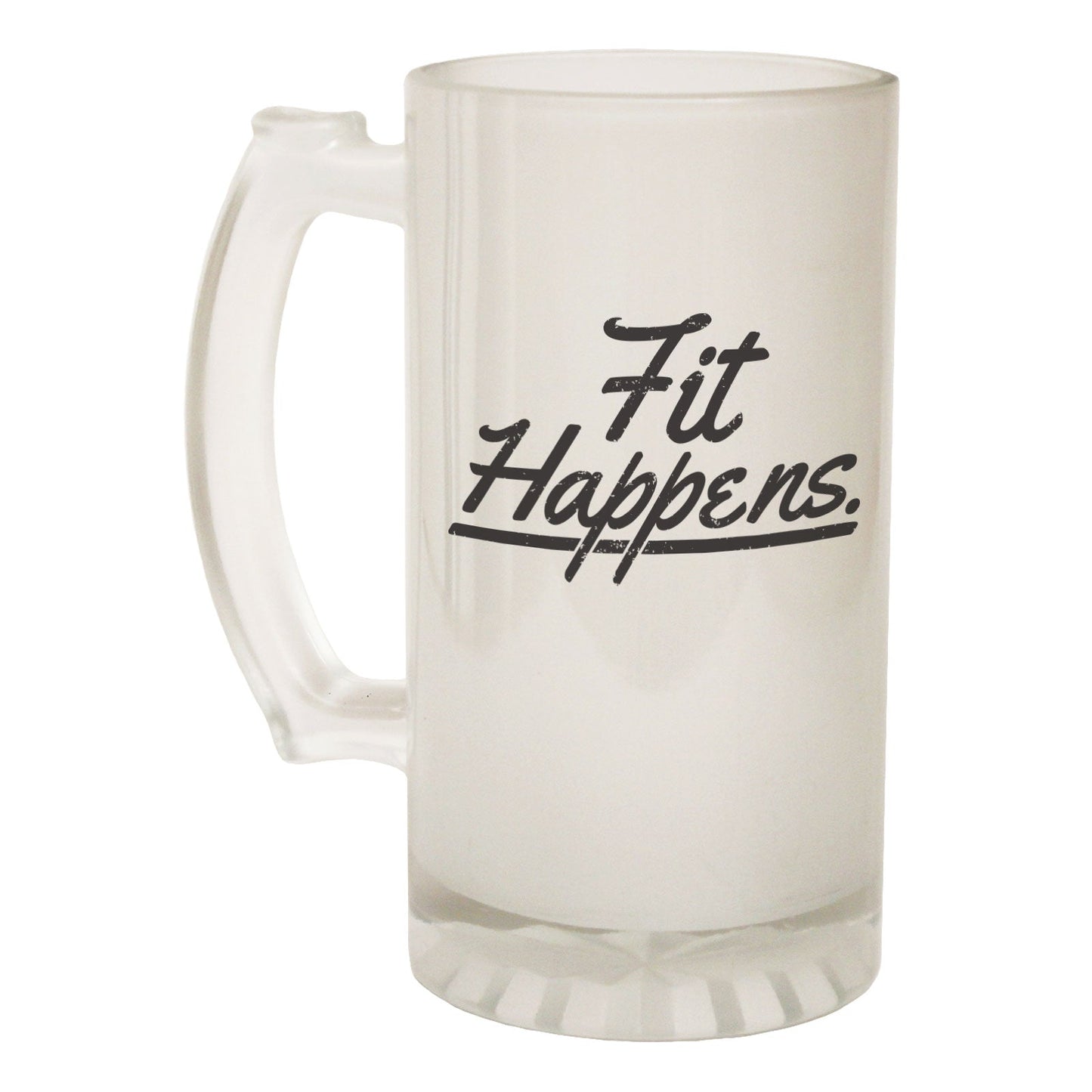FIT Happens Workout - Novelty Funny Frosted Stein - Gift Boxed
