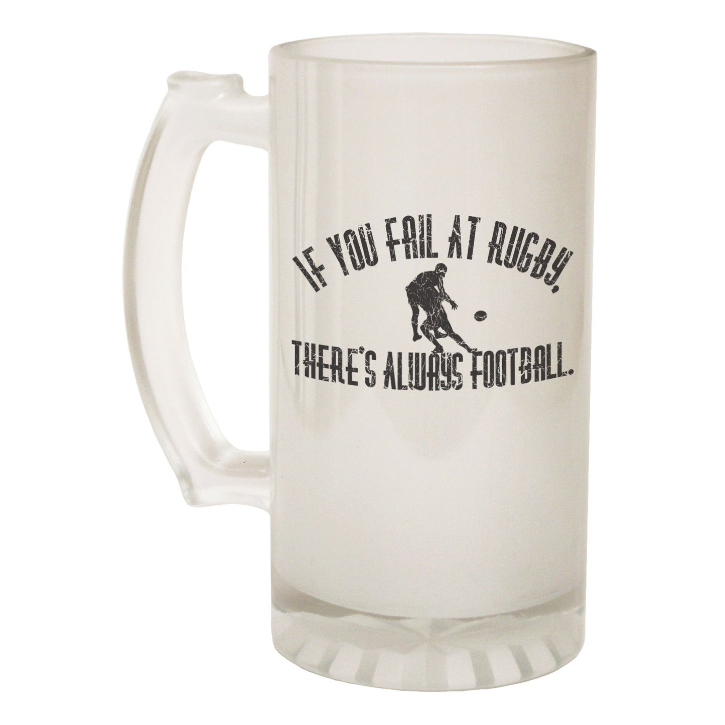 Fail At Rugby Football - Novelty Funny Frosted Stein - Gift Boxed