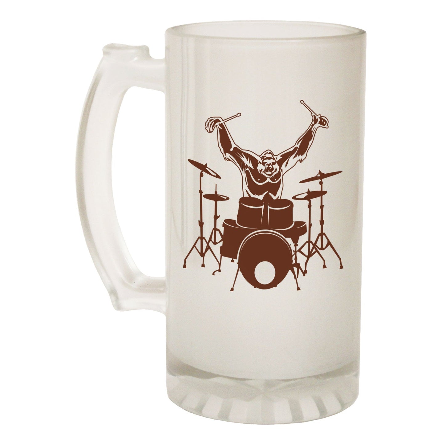 Gorilla Drummer Music Band - Novelty Funny Frosted Stein - Gift Boxed