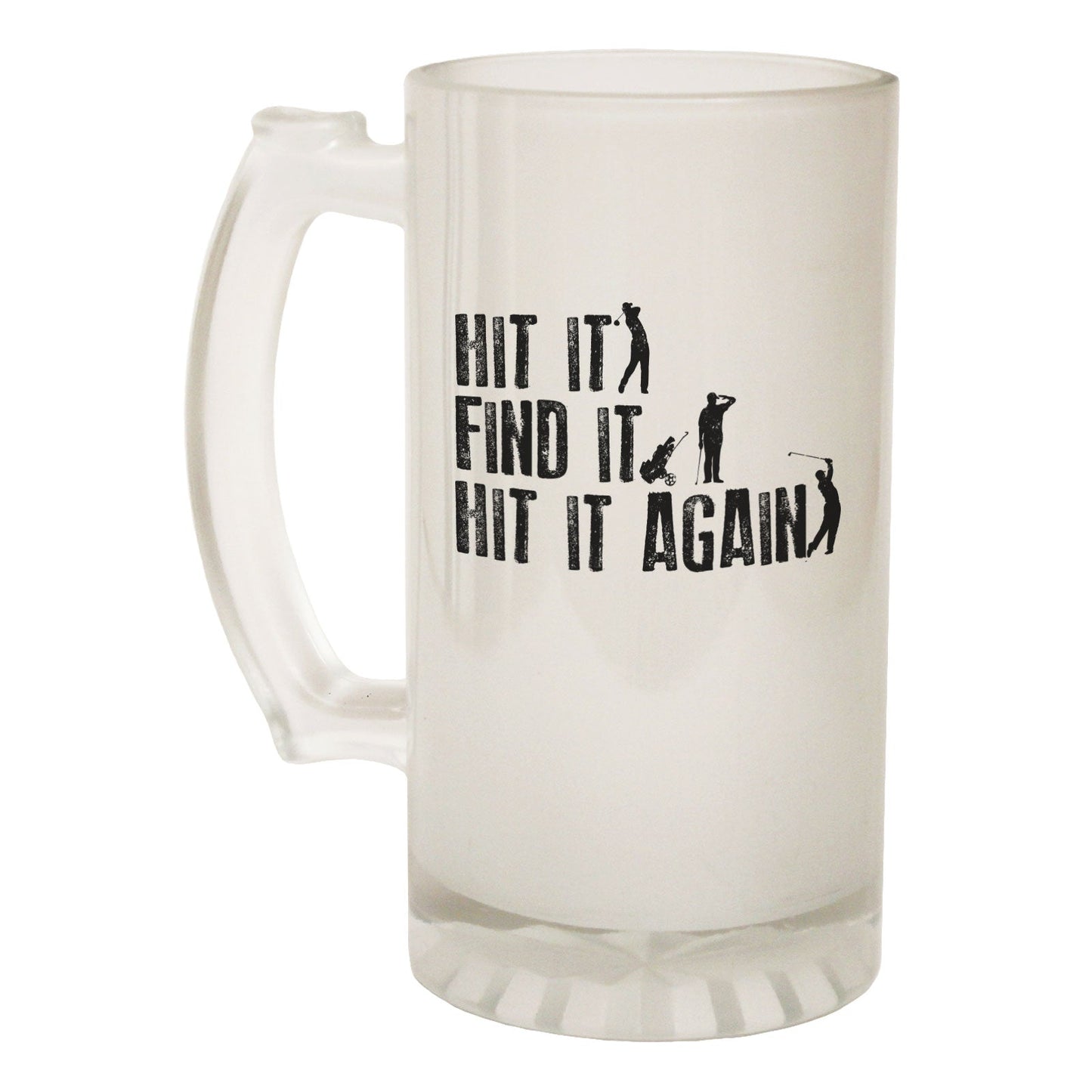 Hit It Find It Golfing Golfer - Novelty Funny Frosted Stein - Gift Boxed