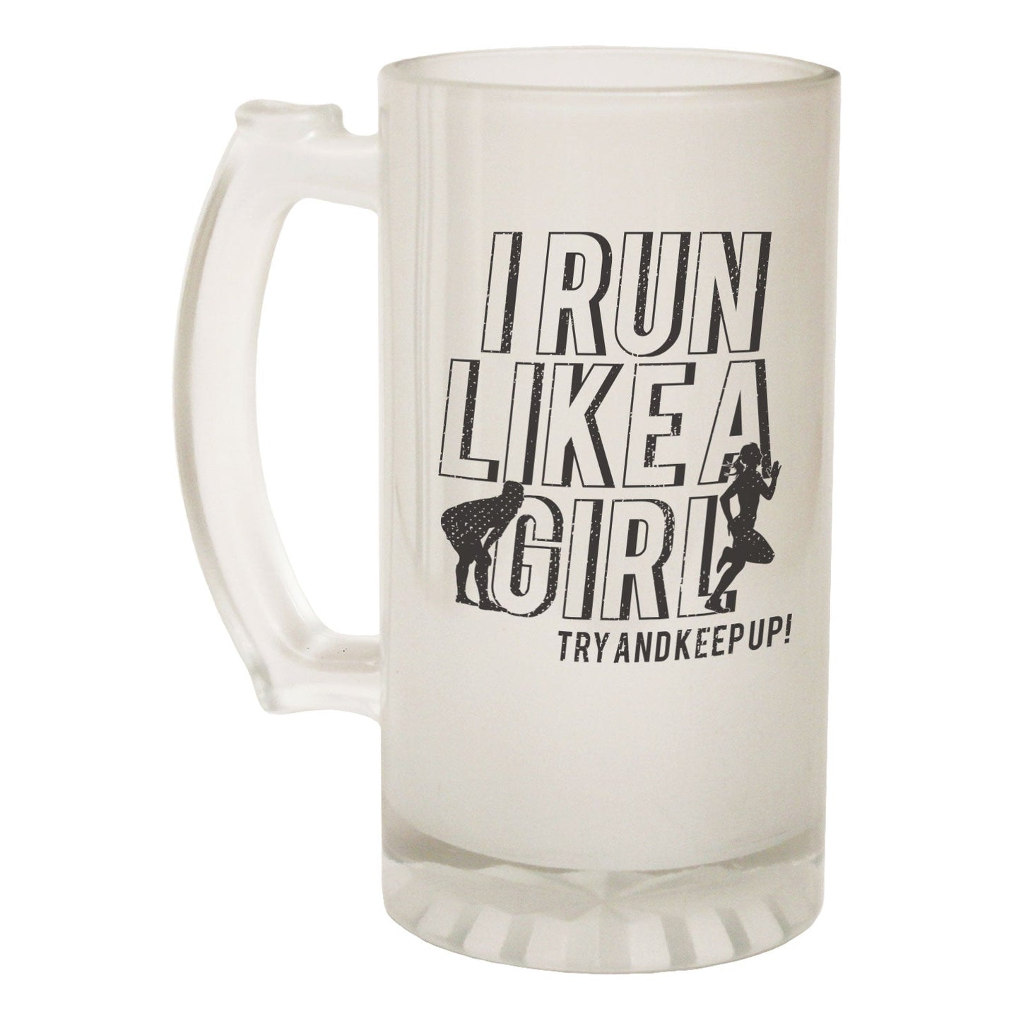 I Run Like A Girl Runner - Novelty Funny Frosted Stein - Gift Boxed