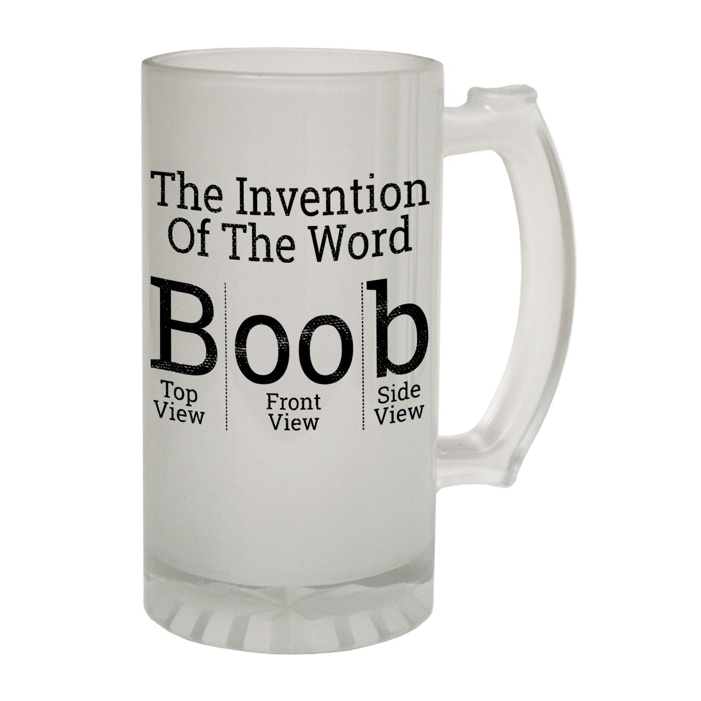 Invention Word Boob Rude - Novelty Funny Frosted Stein - Gift Boxed