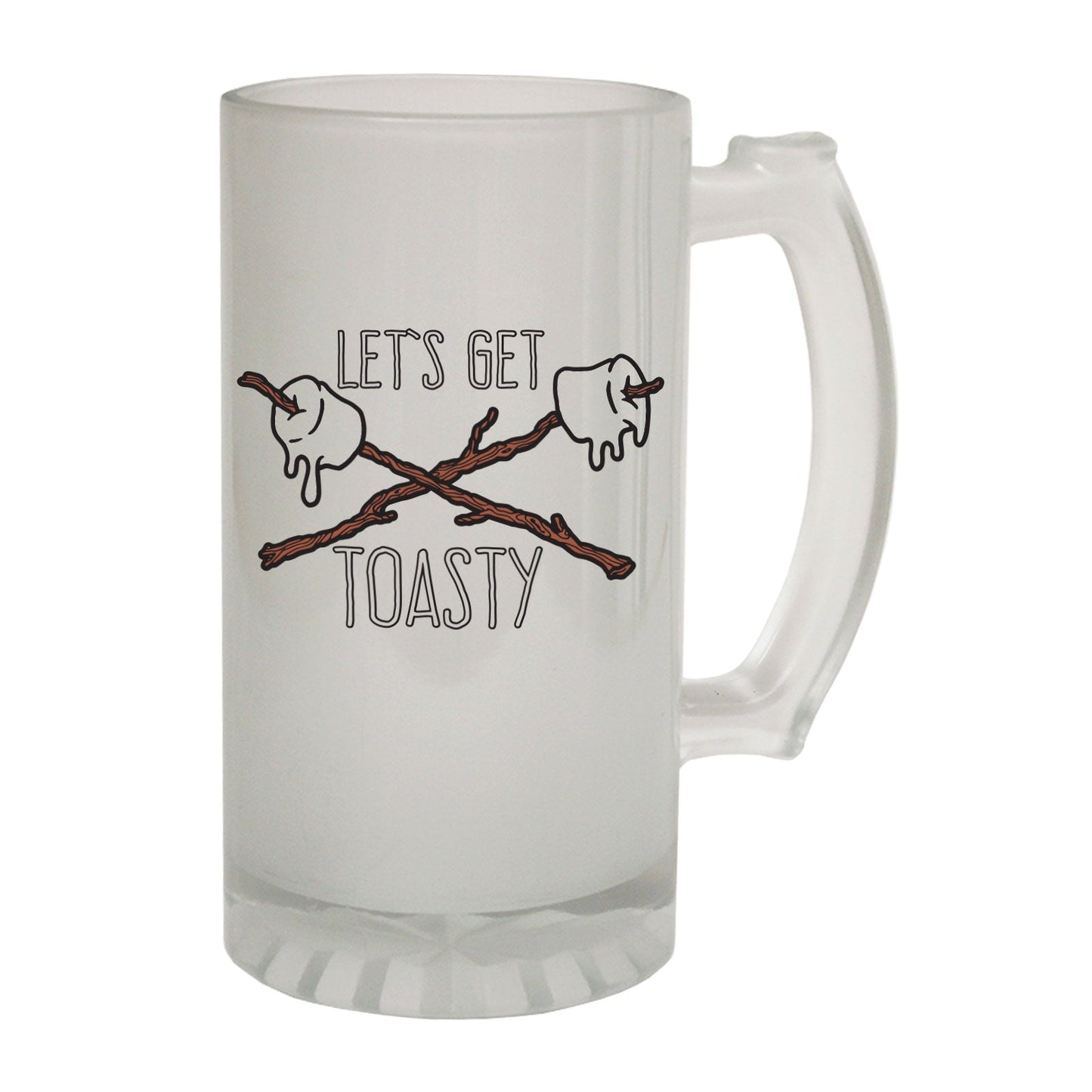 Lets Get Toasty Camping - Novelty Funny Frosted Stein - Gift Boxed