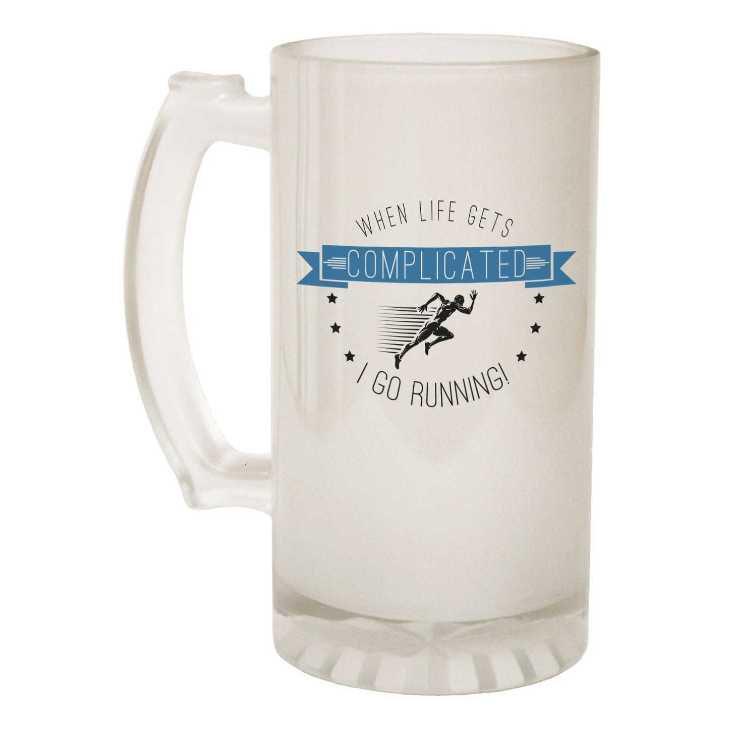 Life Complicated Running - Novelty Funny Frosted Stein - Gift Boxed