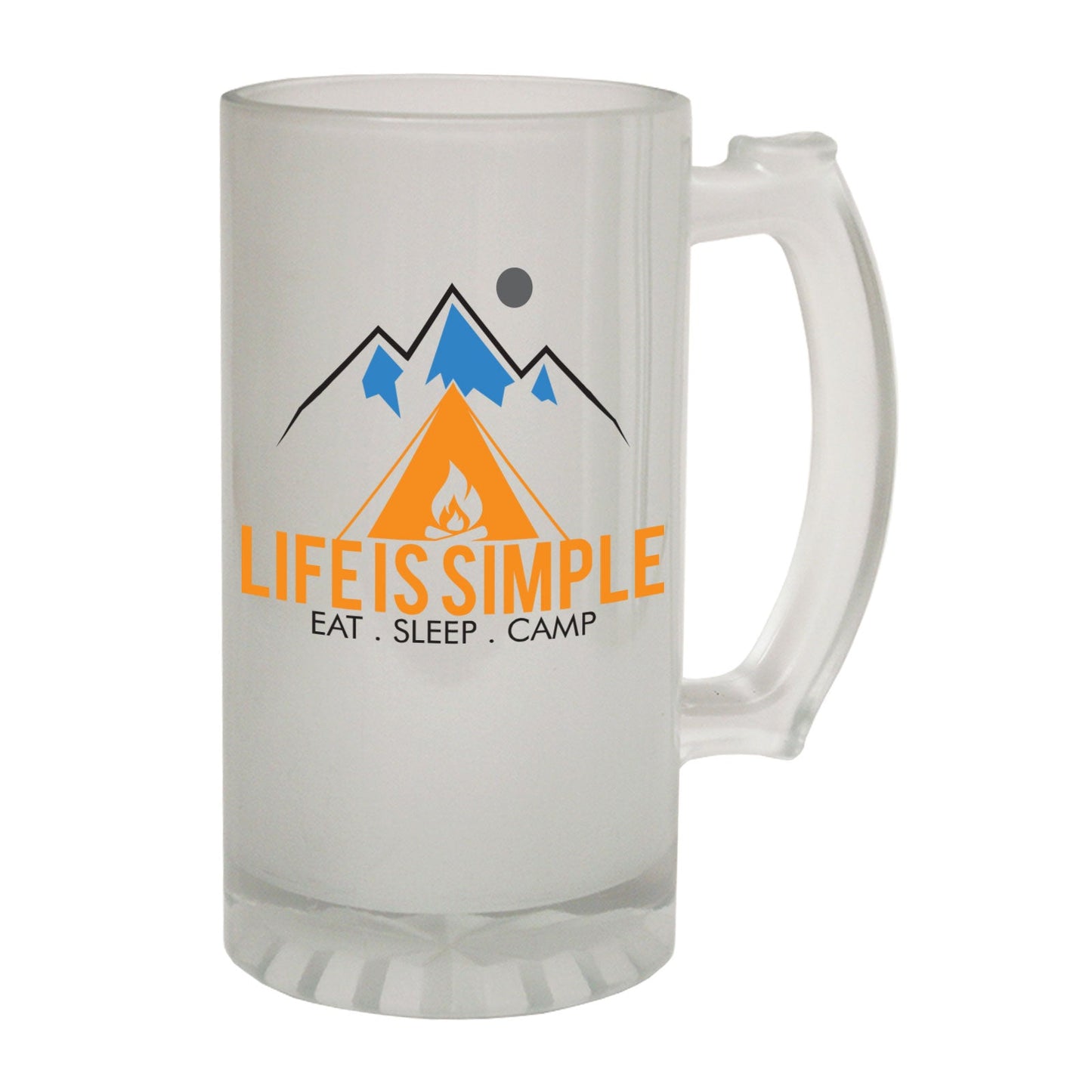 Life Simple Camp Camping - Novelty Funny Frosted Stein - Gift Boxed