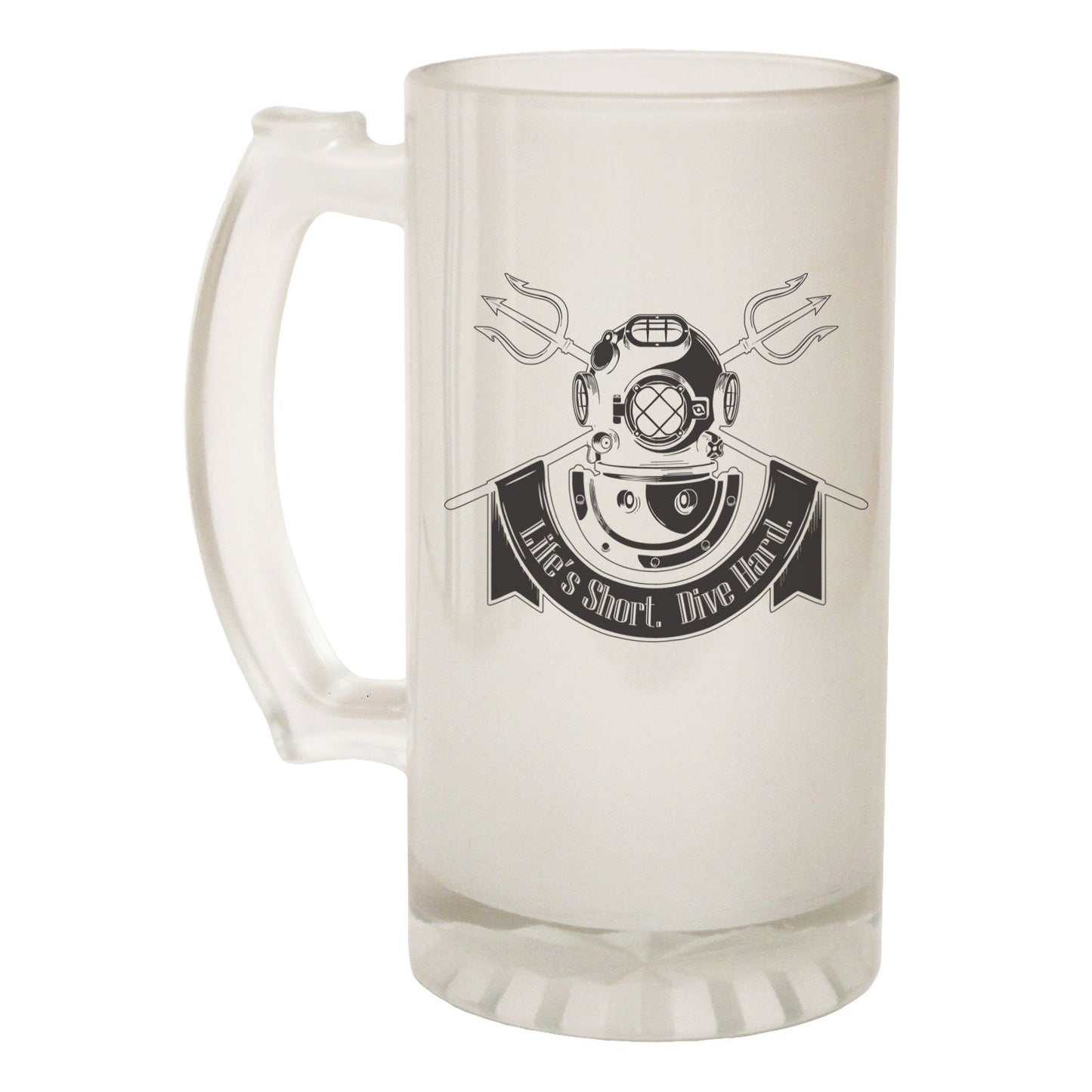 Lifes Short Dive Hard Diving - Novelty Funny Frosted Stein - Gift Boxed