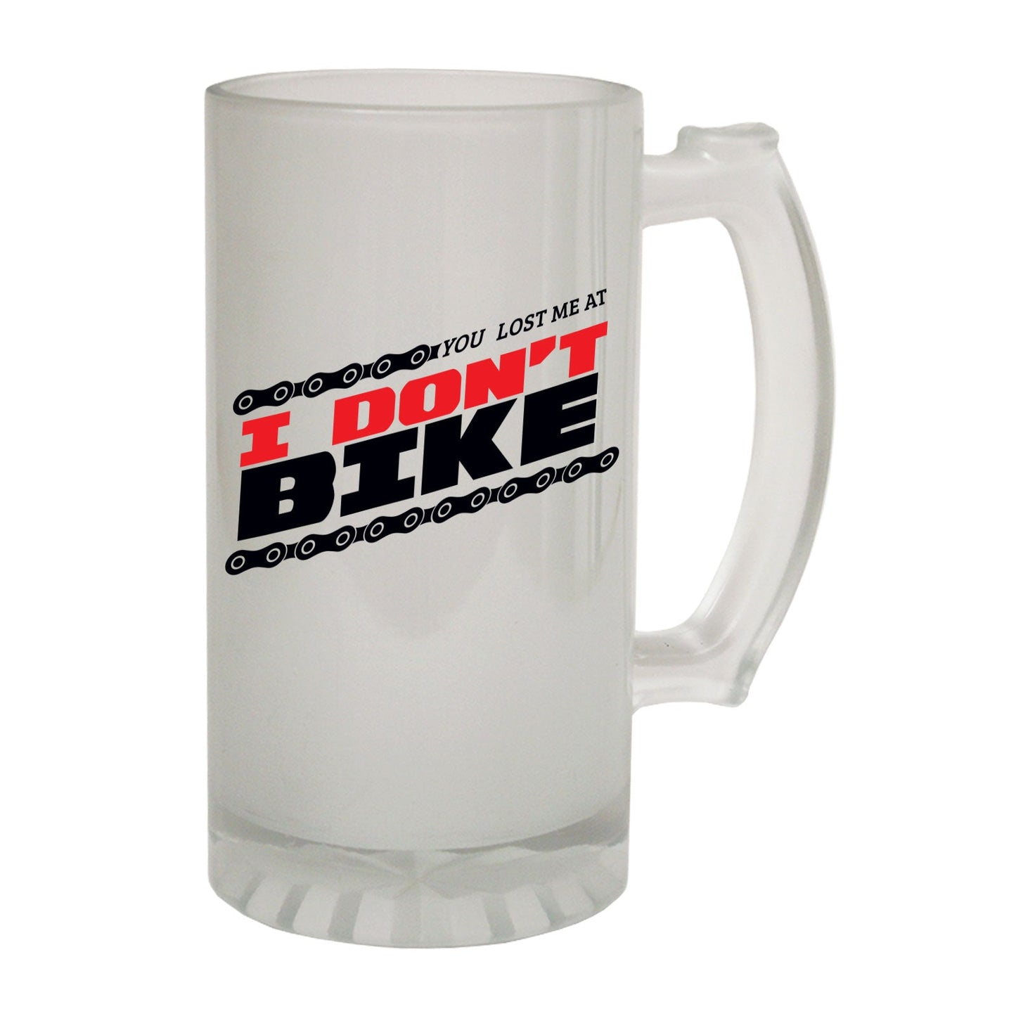 Lost Me Dont Bike Cyclist - Novelty Funny Frosted Stein - Gift Boxed
