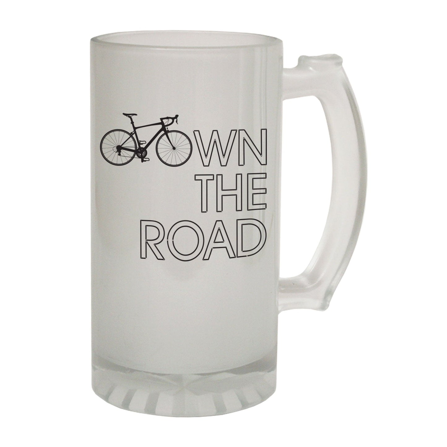 Own The Road Cyclist - Novelty Funny Frosted Stein - Gift Boxed