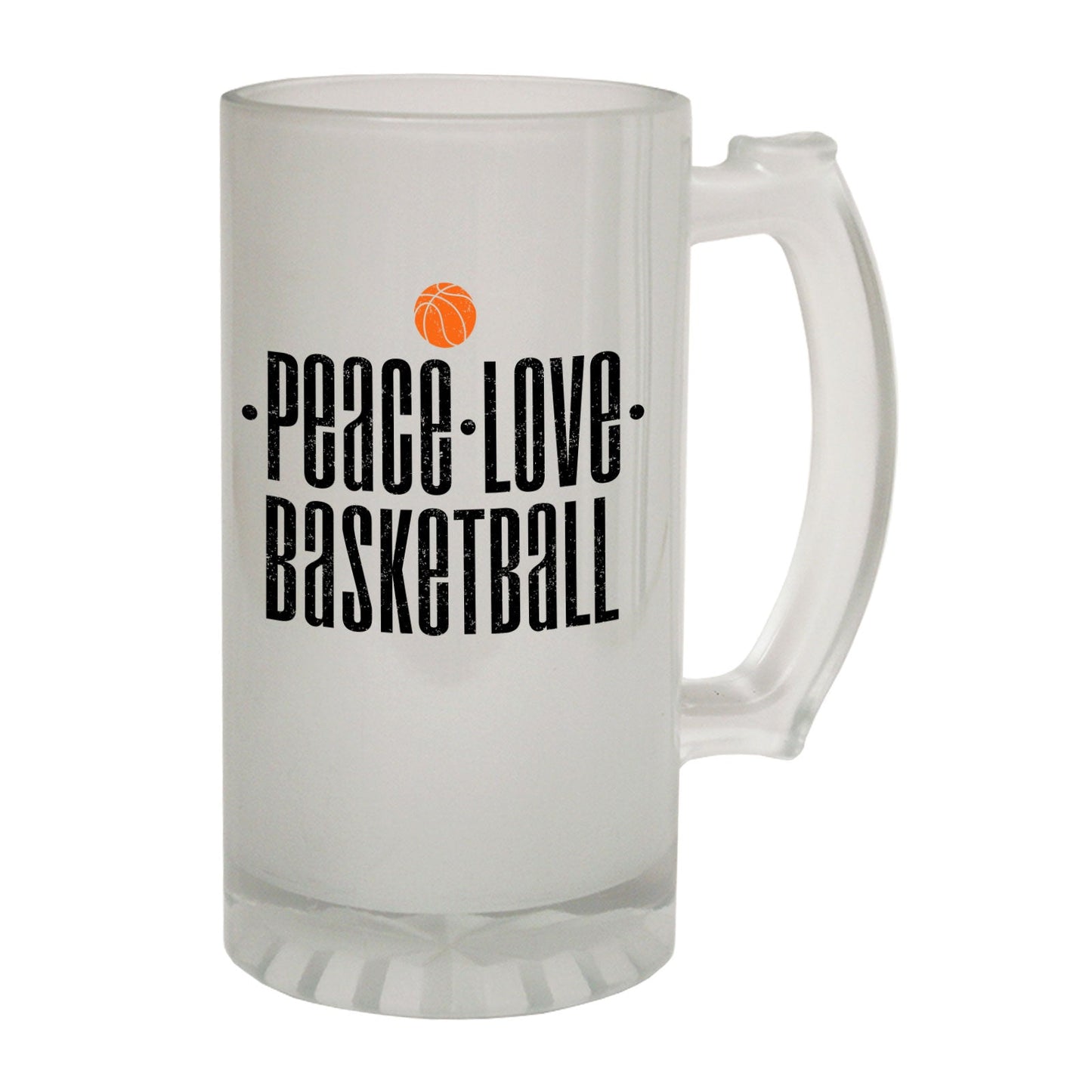 Peace Love Basketball BBall - Novelty Funny Frosted Stein - Gift Boxed