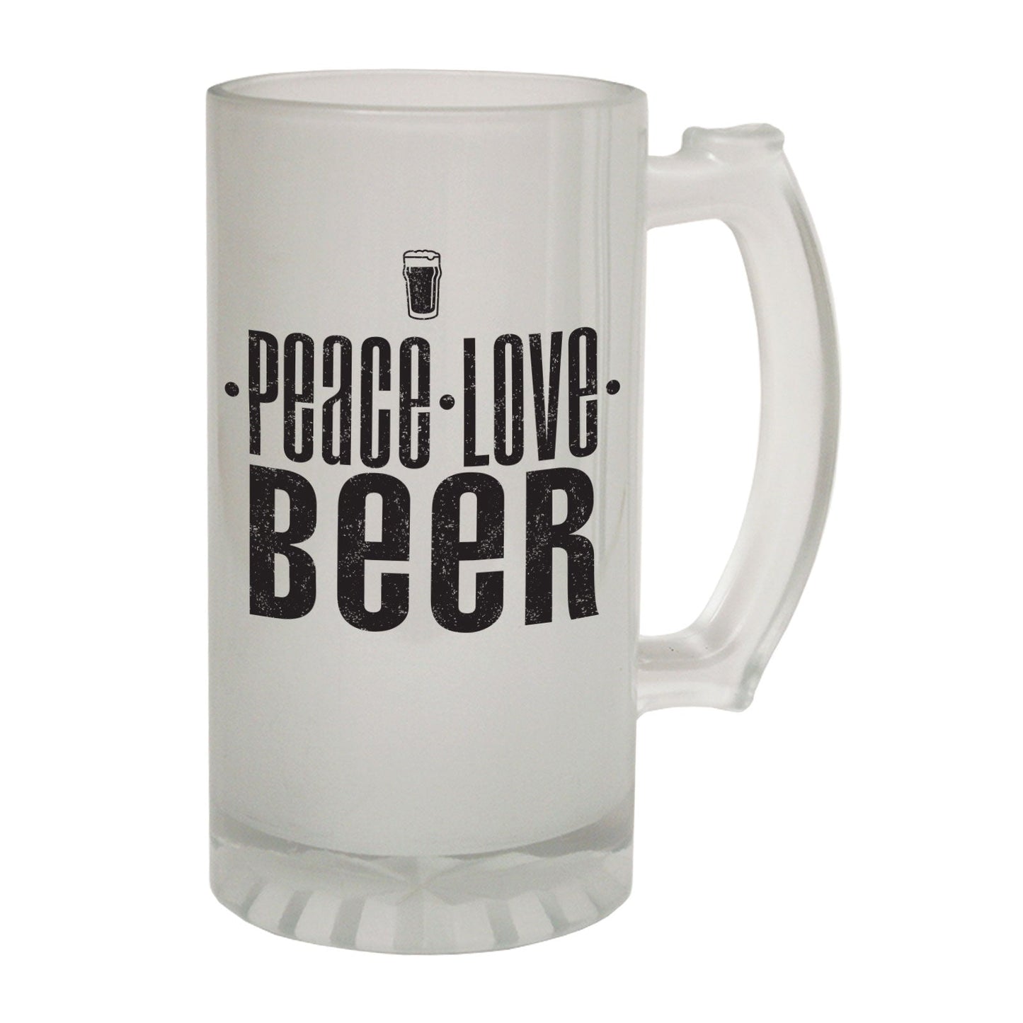 Peace Love Beer Drinking - Novelty Funny Frosted Stein - Gift Boxed