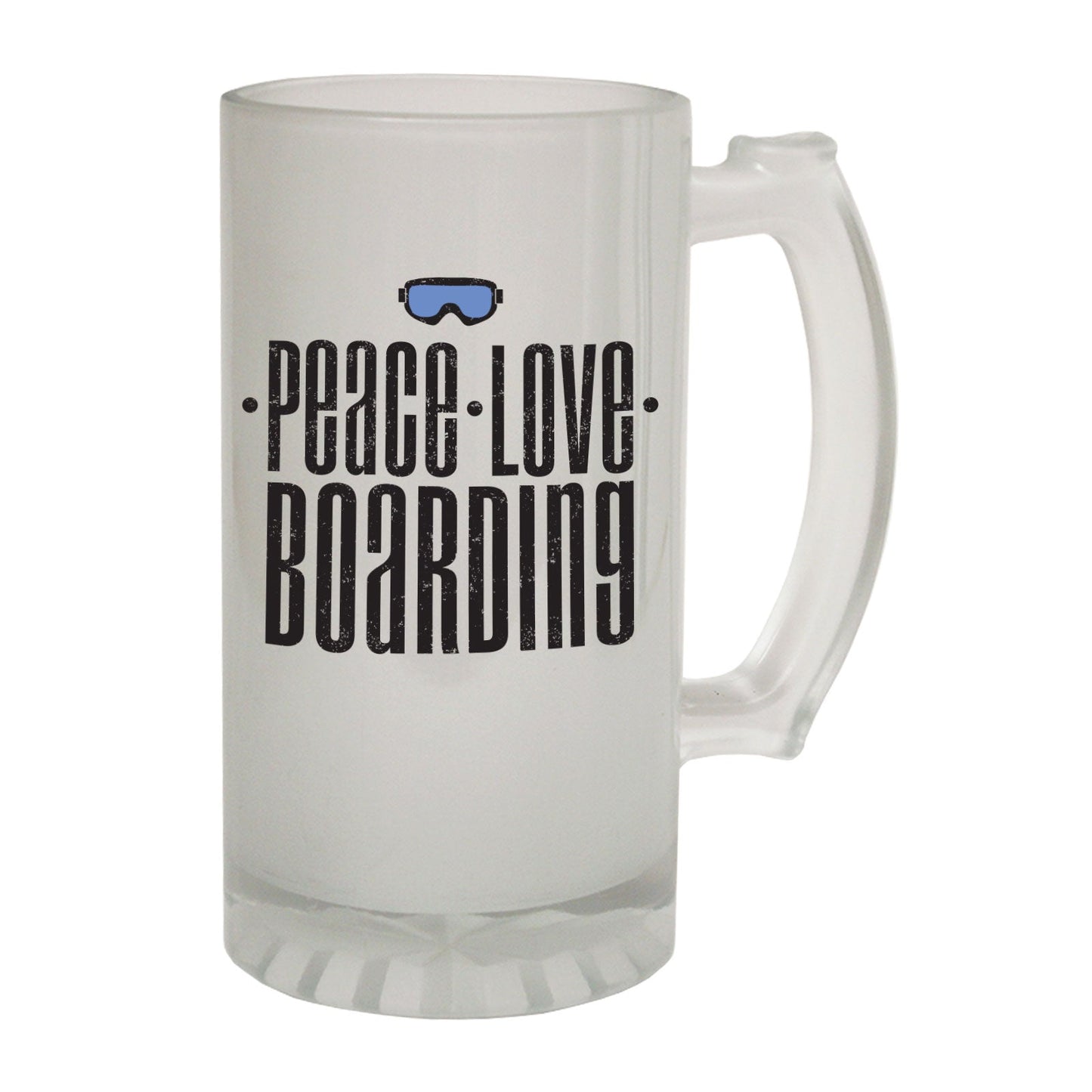 Peace Love Boarding Snow - Novelty Funny Frosted Stein - Gift Boxed