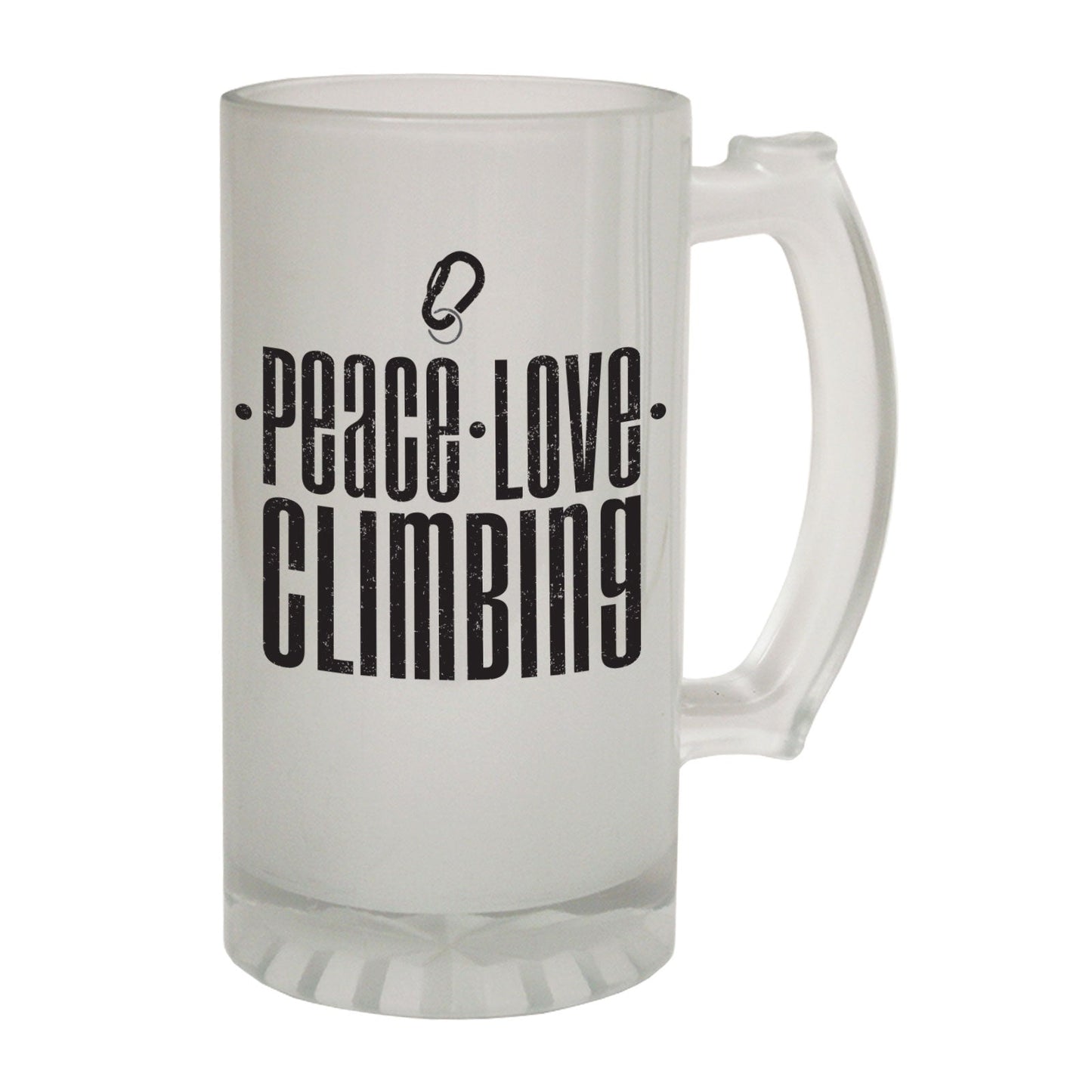 Peace Love Climbing Rock - Novelty Funny Frosted Stein - Gift Boxed