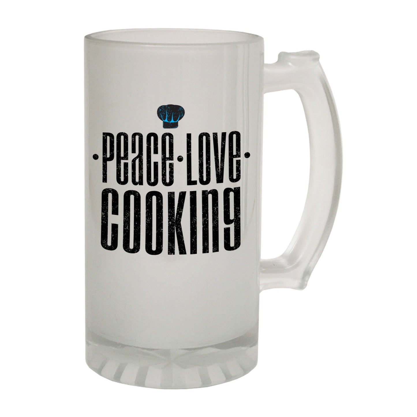 Peace Love Cooking Chef - Novelty Funny Frosted Stein - Gift Boxed