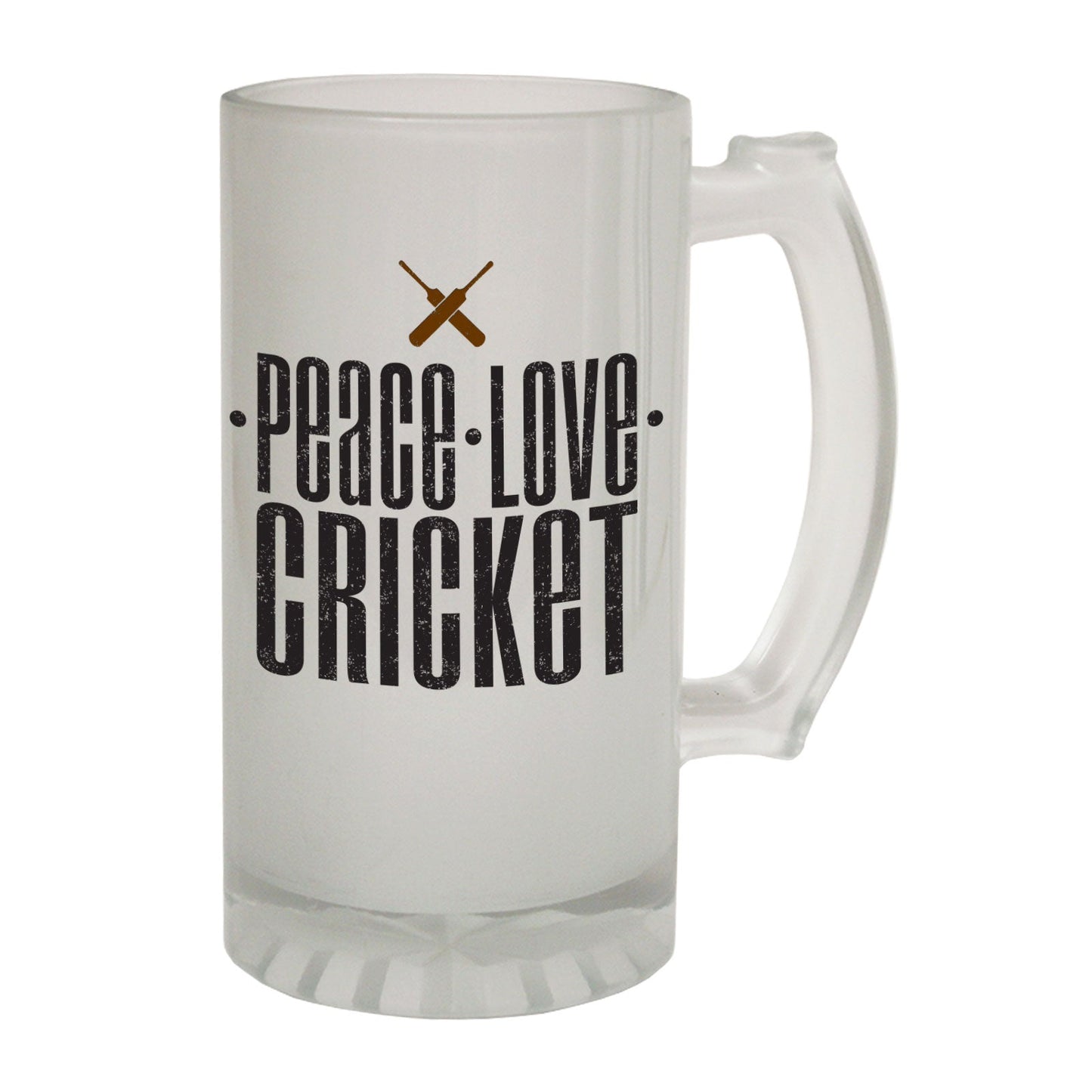 Peace Love Cricket Ball - Novelty Funny Frosted Stein - Gift Boxed