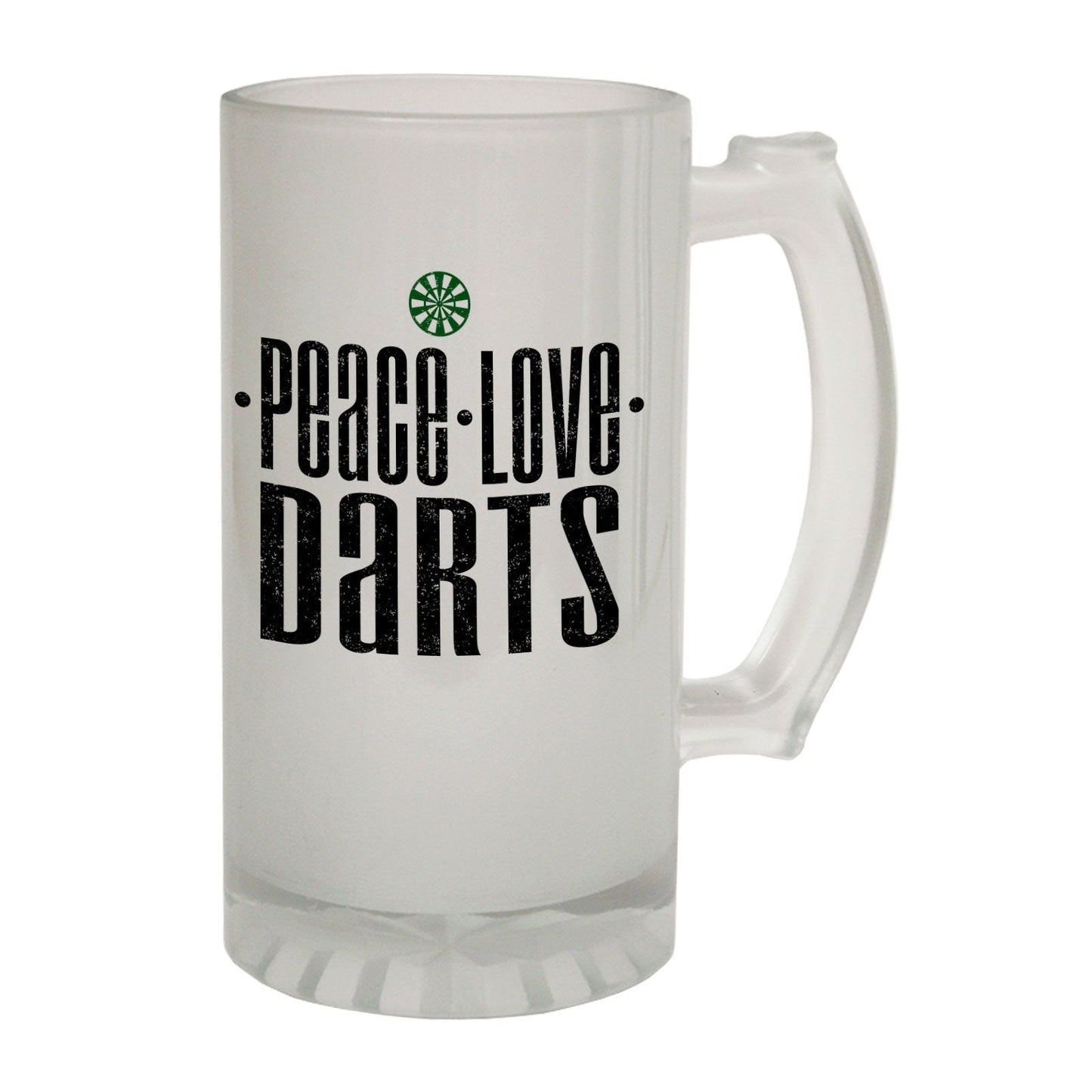 Peace Love Darts Beer - Novelty Funny Frosted Stein - Gift Boxed