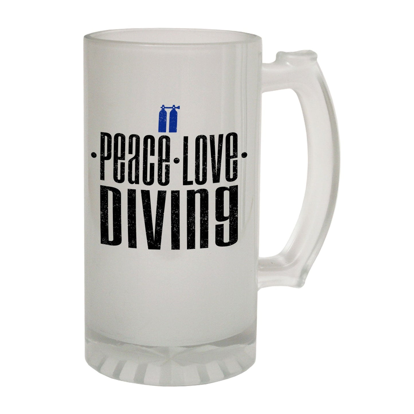 Peace Love Diving Scuba - Novelty Funny Frosted Stein - Gift Boxed