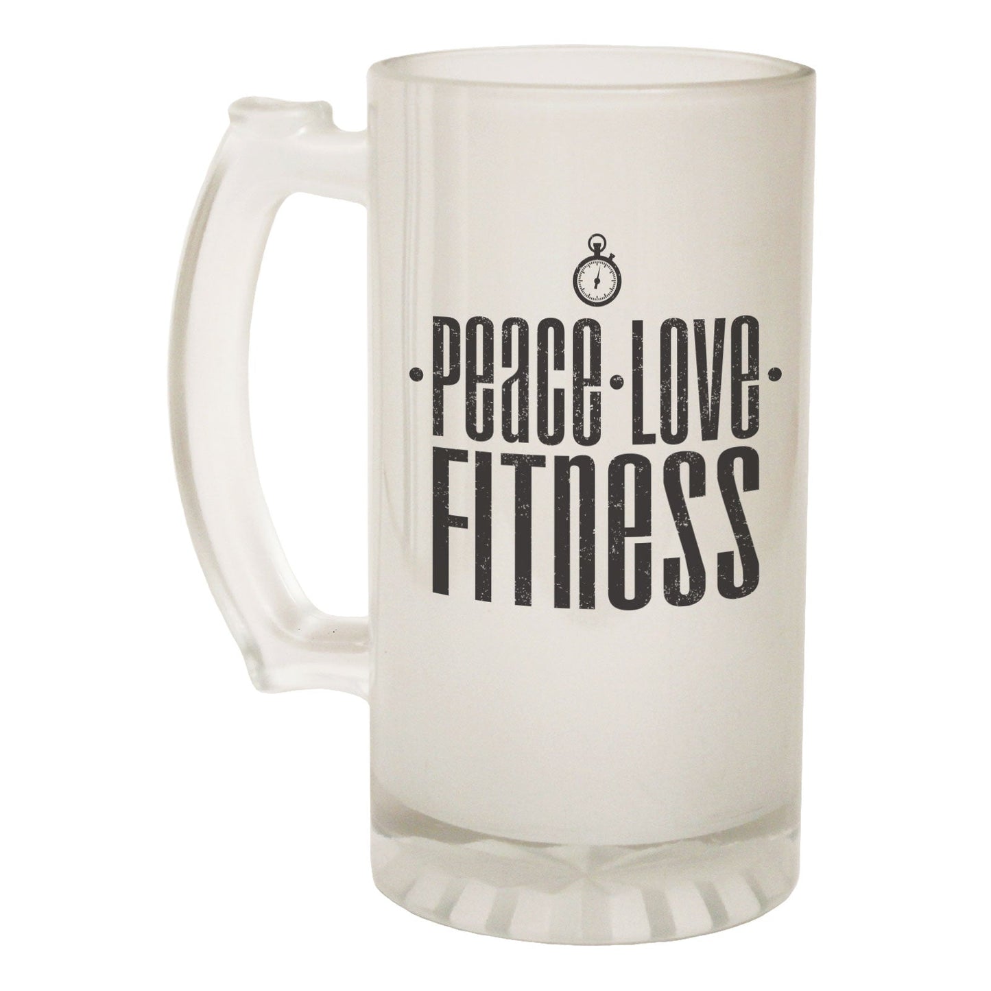 Peace Love Fitness - Novelty Funny Frosted Stein - Gift Boxed