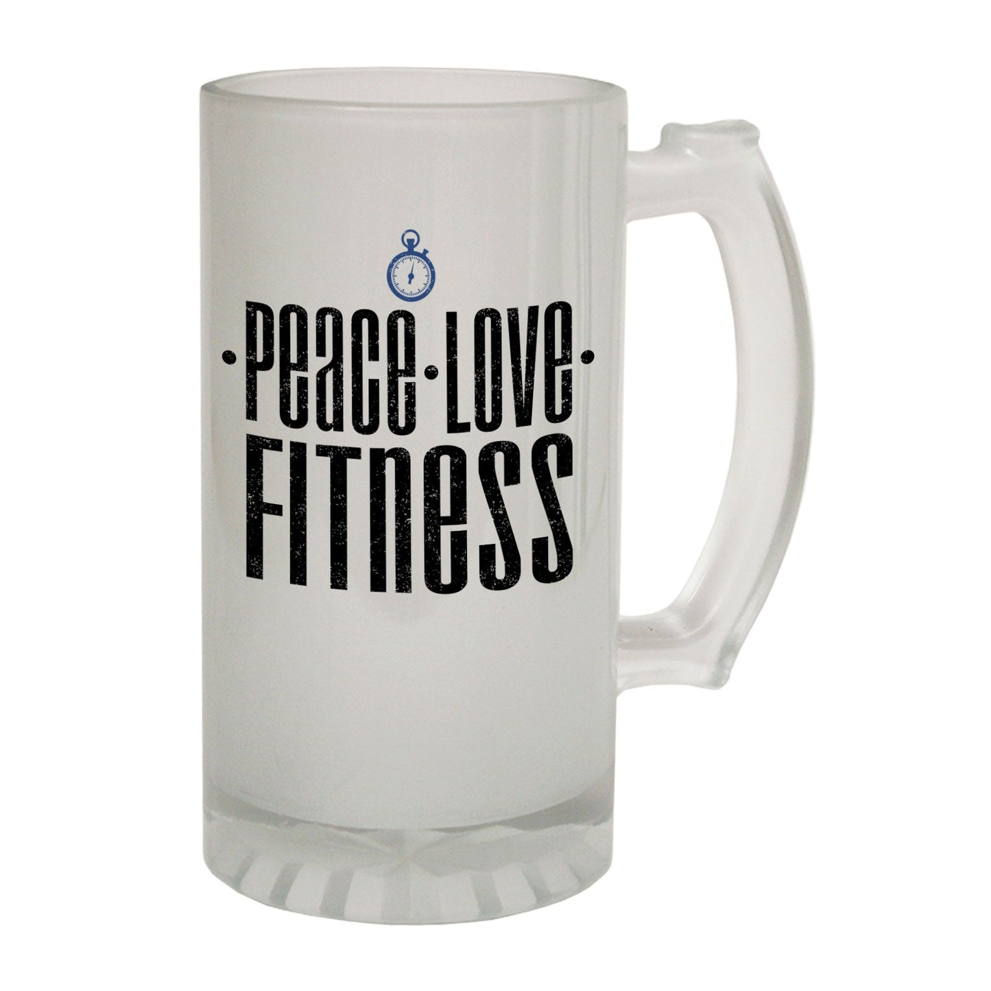 Peace Love Fitness Training - Novelty Funny Frosted Stein - Gift Boxed
