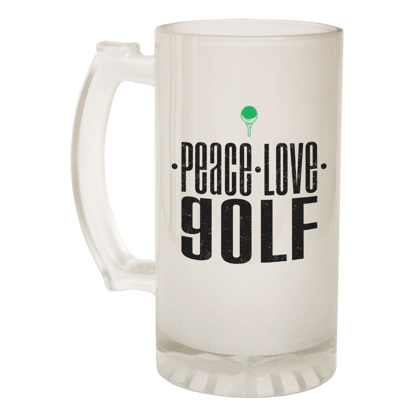 Peace Love Golf - Novelty Funny Frosted Stein - Gift Boxed