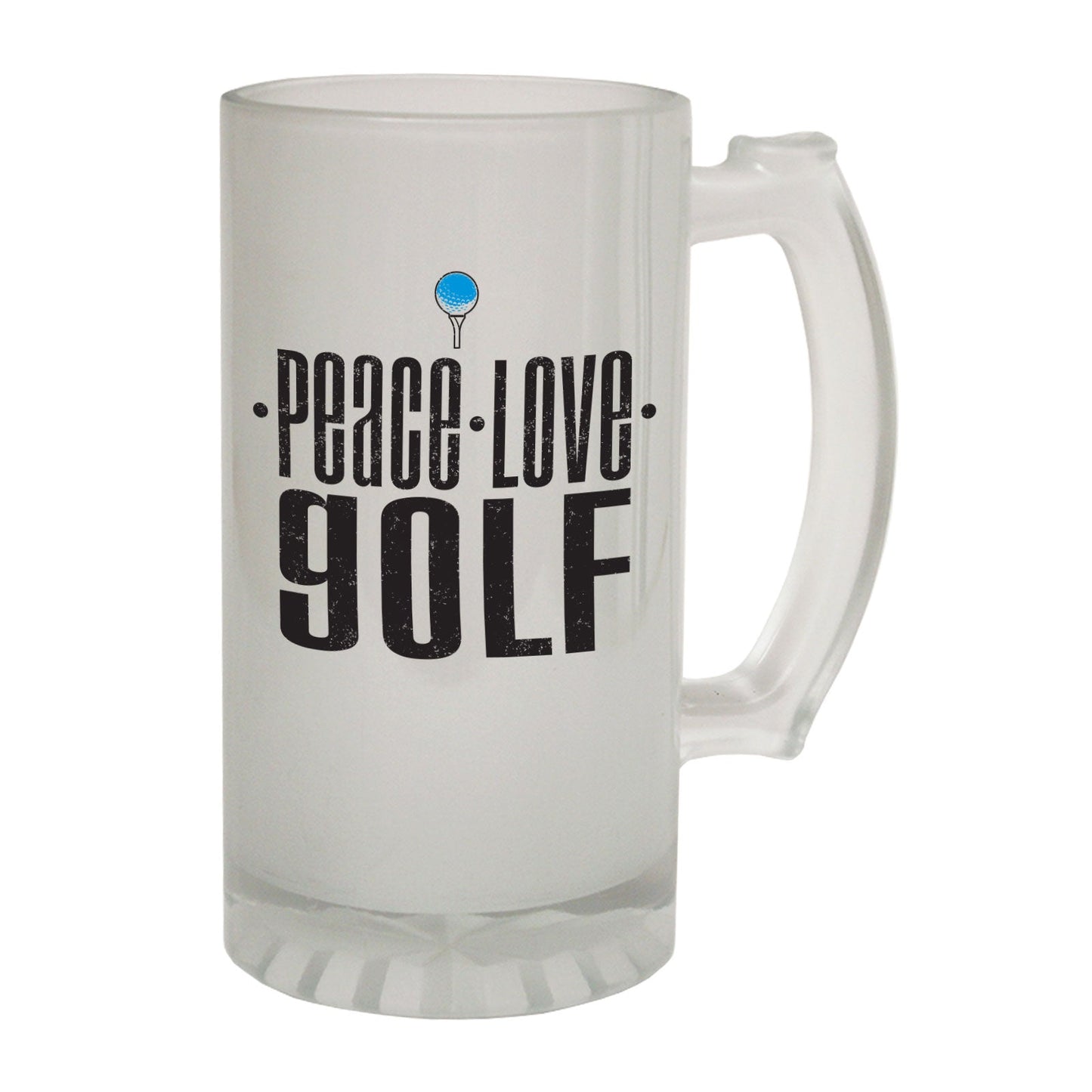 Peace Love Golf Golfer - Novelty Funny Frosted Stein - Gift Boxed