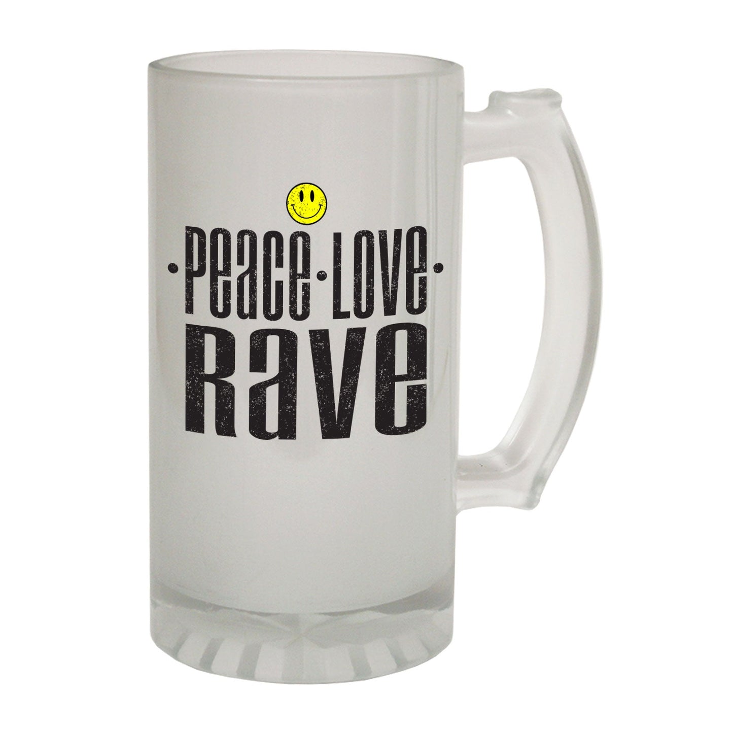 Peace Love Rave DJ - Novelty Funny Frosted Stein - Gift Boxed