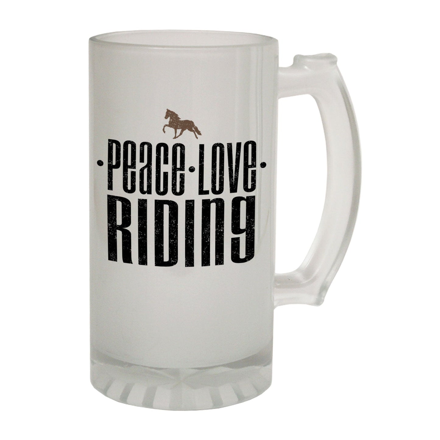 Peace Love Riding Horse - Novelty Funny Frosted Stein - Gift Boxed