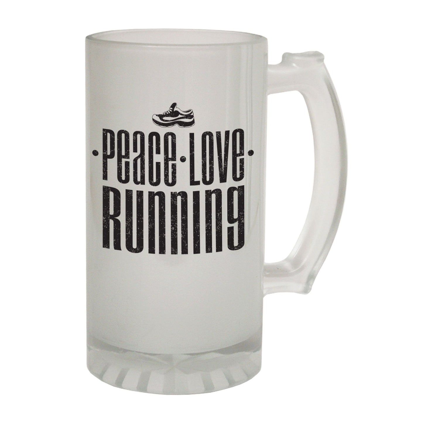 Peace Love Running Training - Novelty Funny Frosted Stein - Gift Boxed
