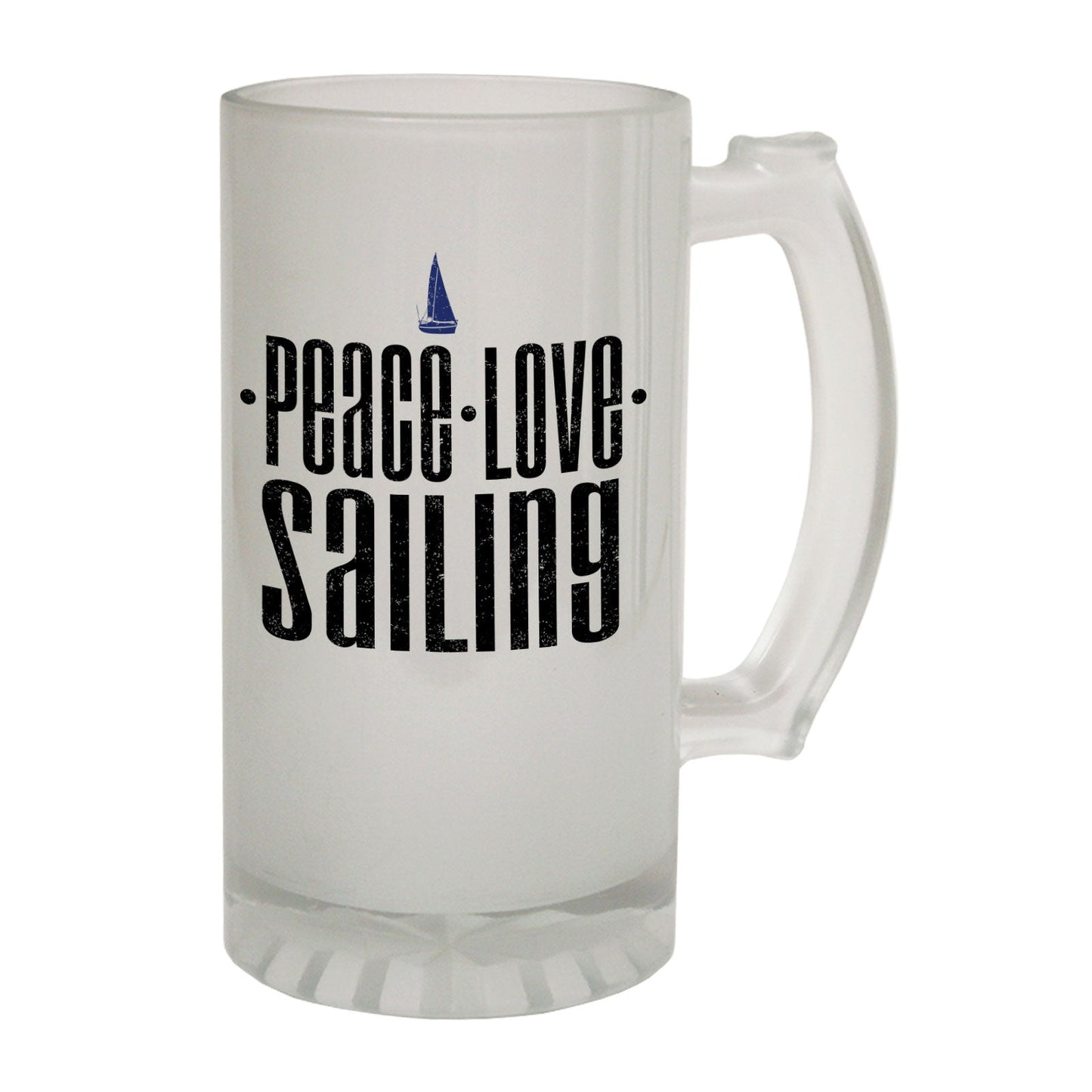 Peace Love Sailing Sailor - Novelty Funny Frosted Stein - Gift Boxed