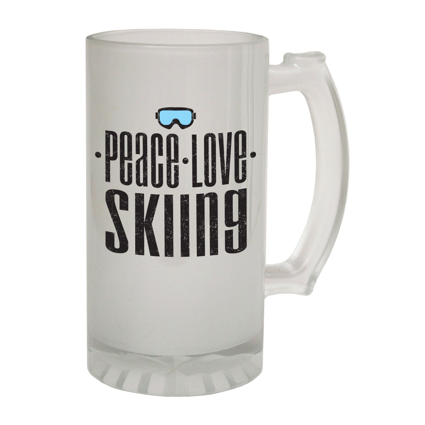 Peace Love Skiing Ski - Novelty Funny Frosted Stein - Gift Boxed