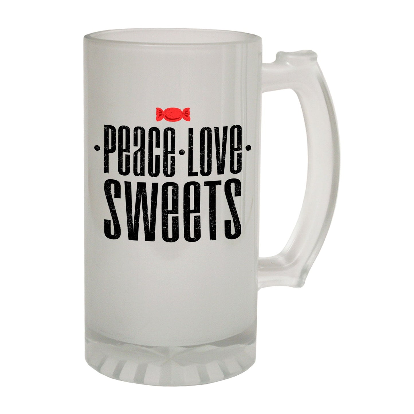 Peace Love Sweets Candy - Novelty Funny Frosted Stein - Gift Boxed