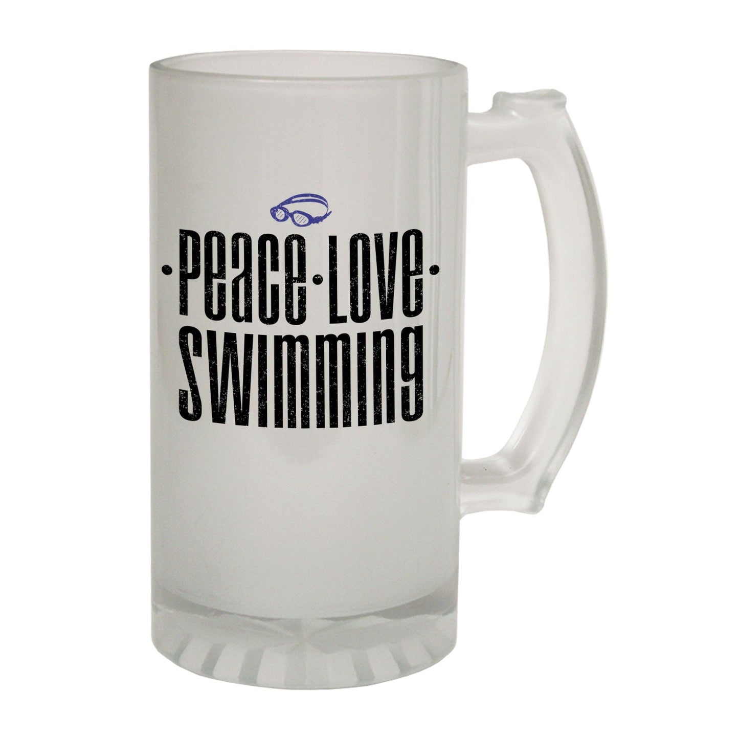 Peace Love Swimming Swimmer - Novelty Funny Frosted Stein - Gift Boxed