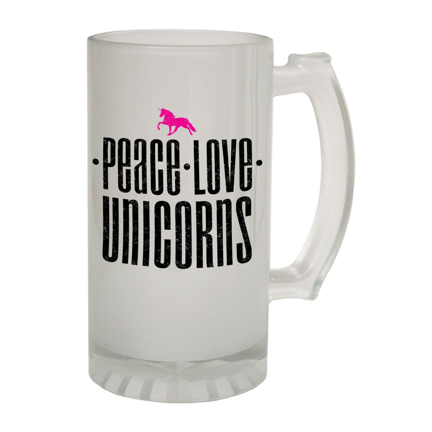 Peace Love Unicorns - Novelty Funny Frosted Stein - Gift Boxed