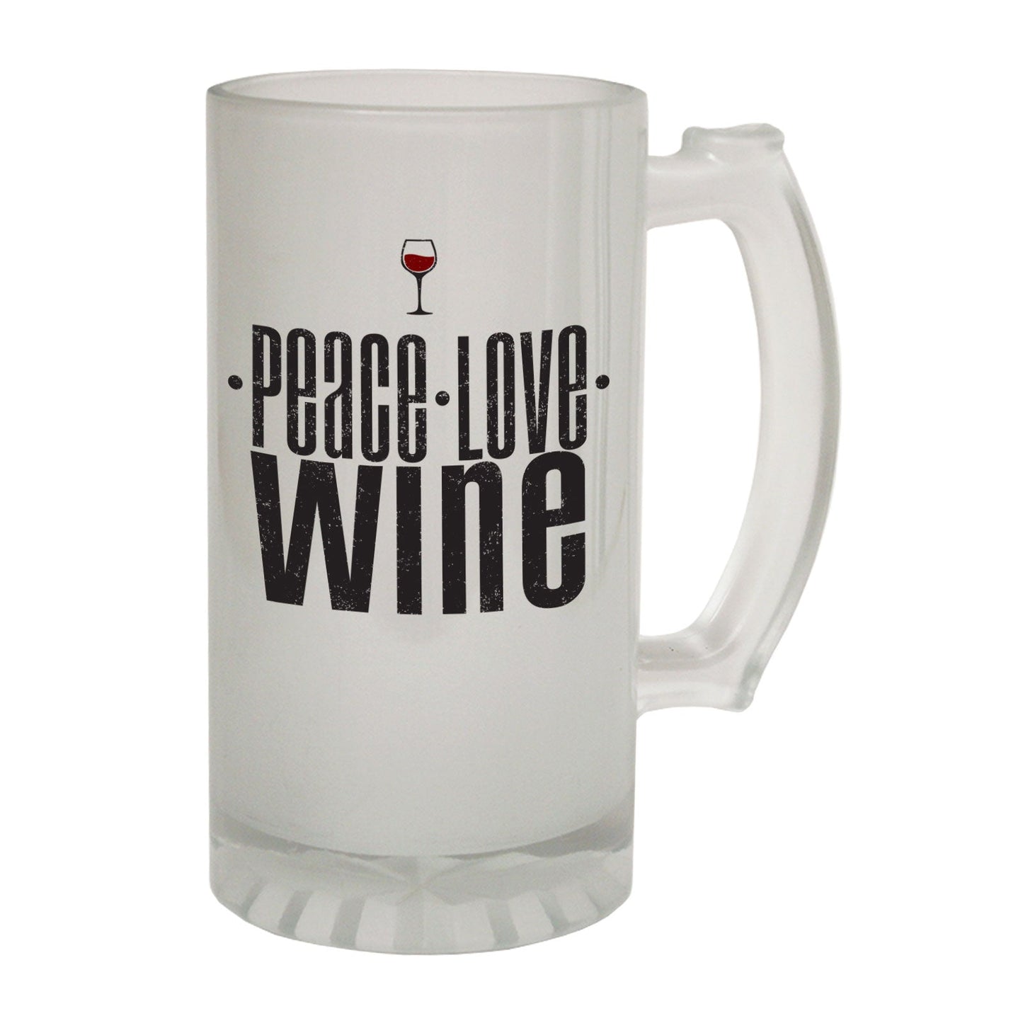 Peace Love Wine Vino - Novelty Funny Frosted Stein - Gift Boxed