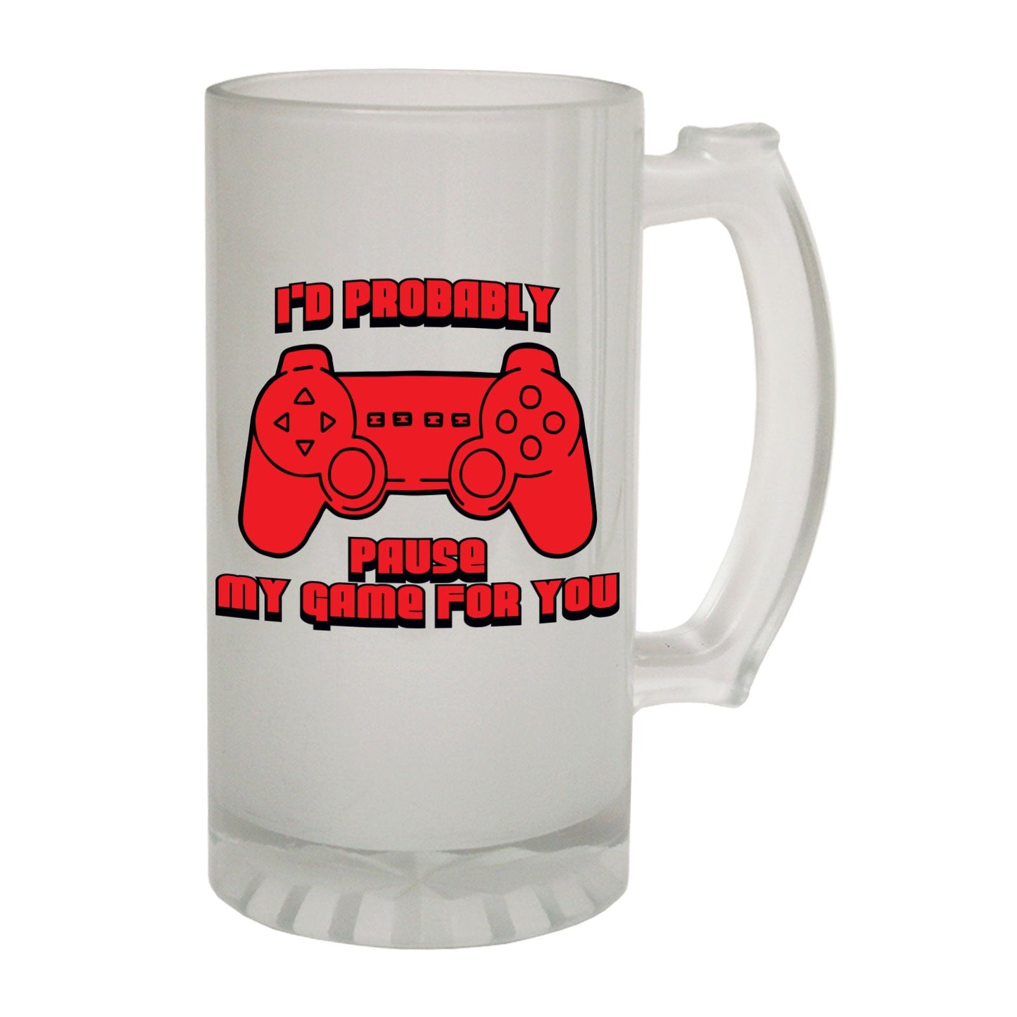 Probably Pause Game Geek - Novelty Funny Frosted Stein - Gift Boxed