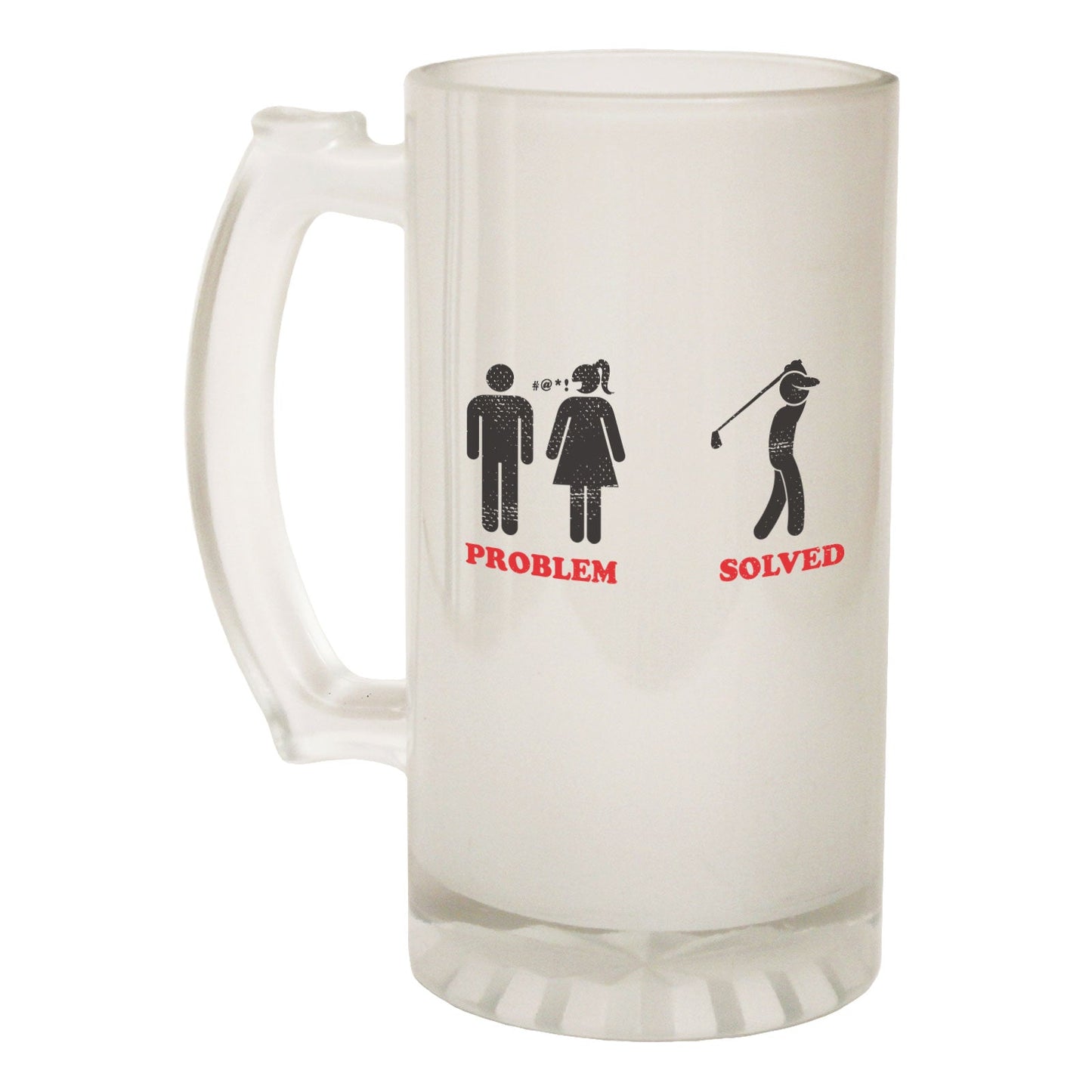 Problem Solved Golf Golfing - Novelty Funny Frosted Stein - Gift Boxed