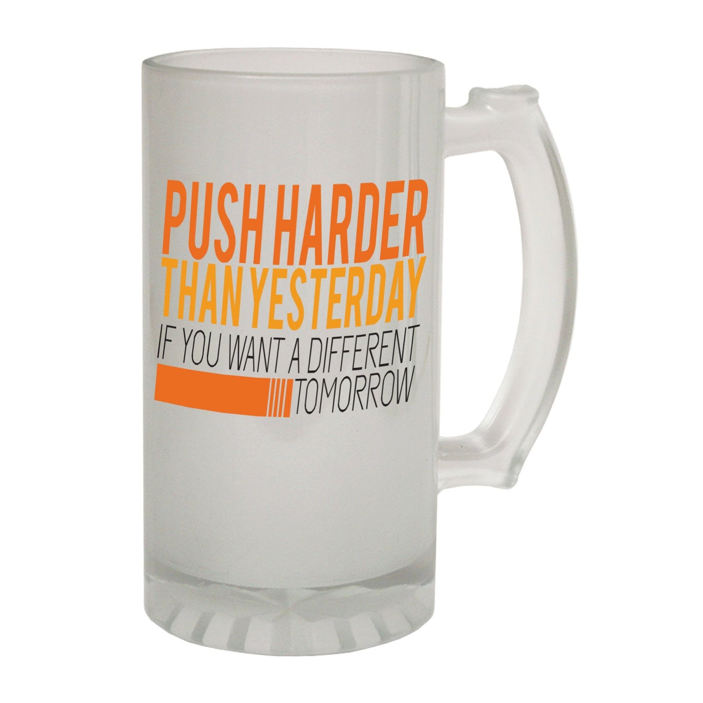 Push Harder Training Gym - Novelty Funny Frosted Stein - Gift Boxed