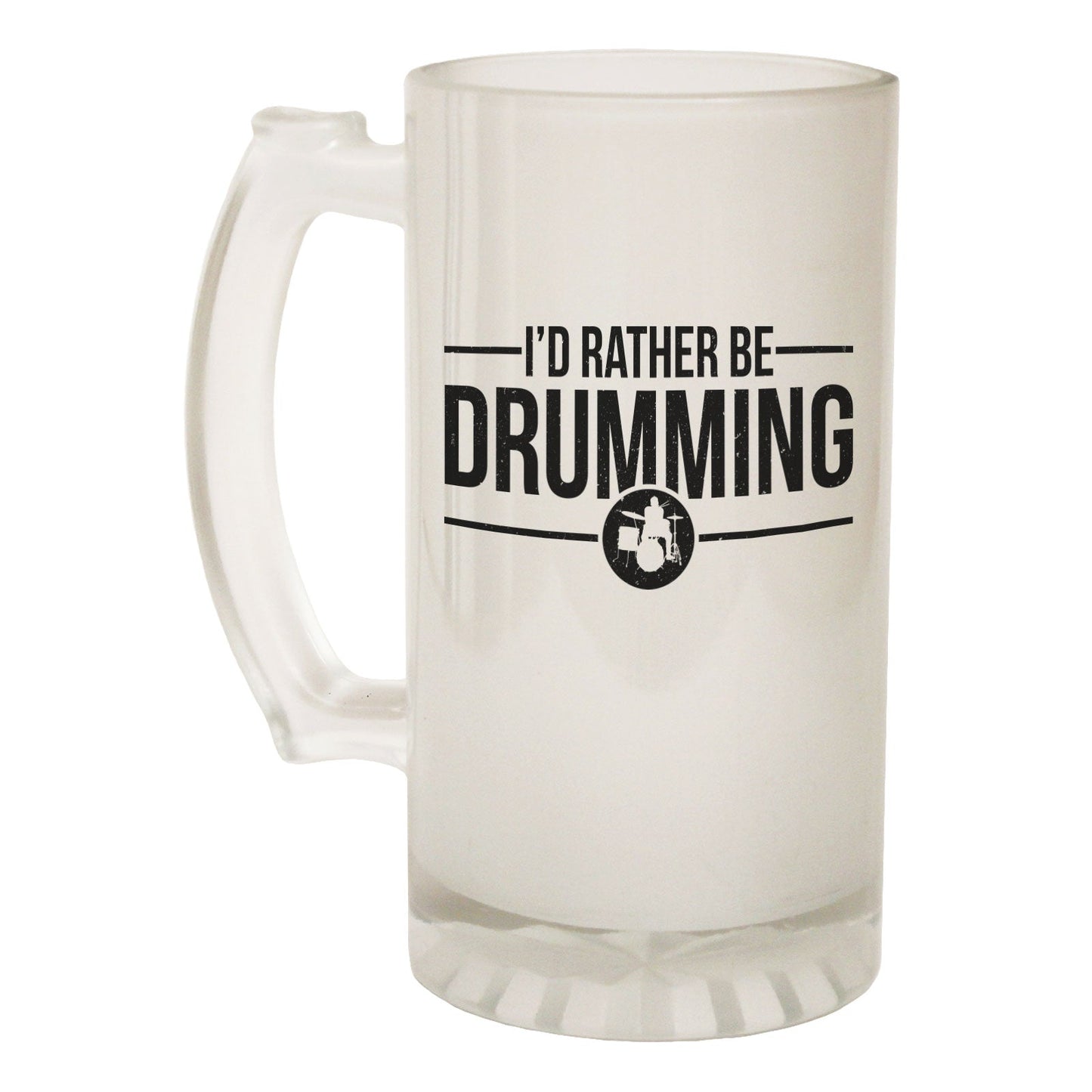 Rather Be Drumming Drummer - Novelty Funny Frosted Stein - Gift Boxed