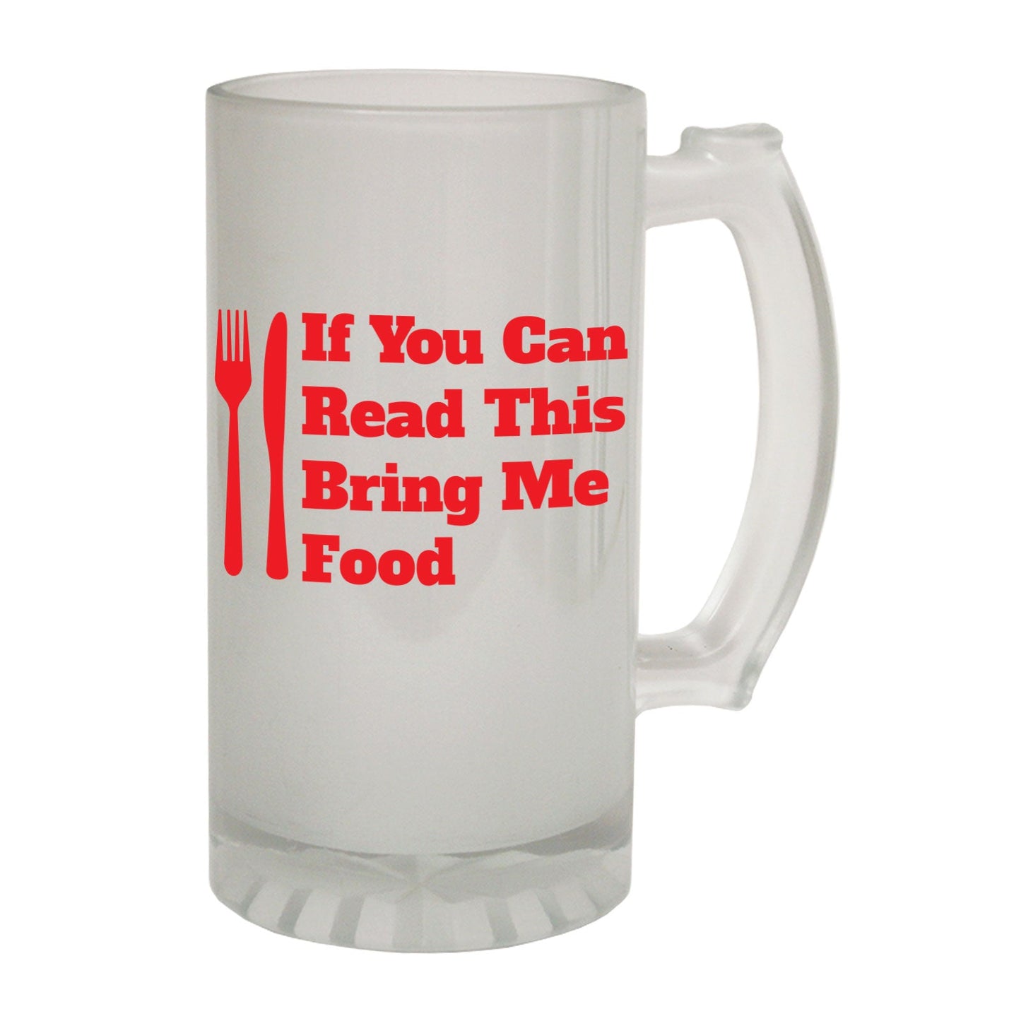 Read This Bring Food - Novelty Funny Frosted Stein - Gift Boxed