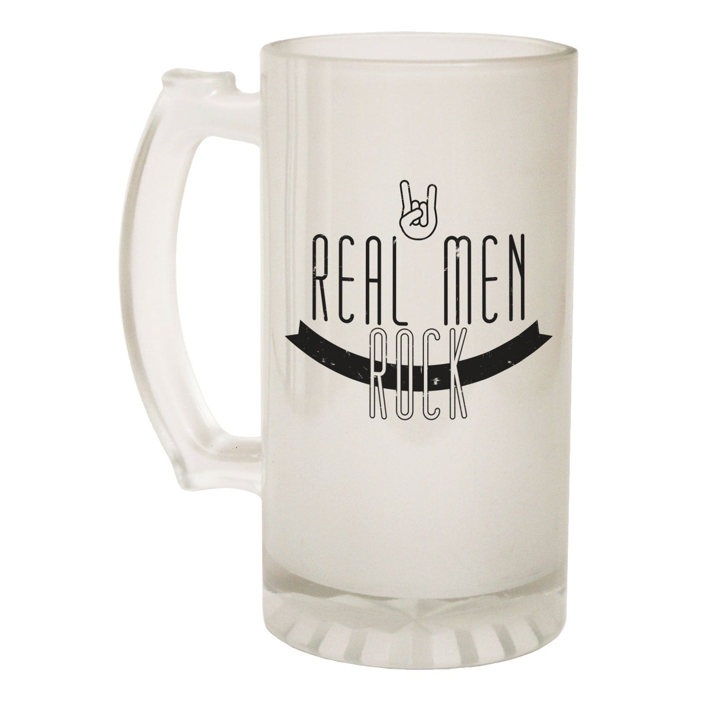 Real Men Rock Band - Novelty Funny Frosted Stein - Gift Boxed