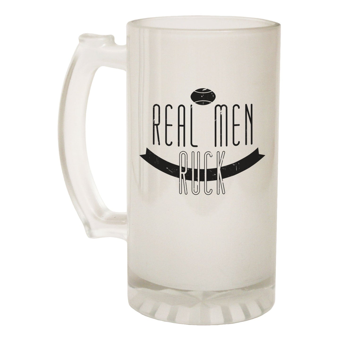 Real Men Ruck Rugby - Novelty Funny Frosted Stein - Gift Boxed