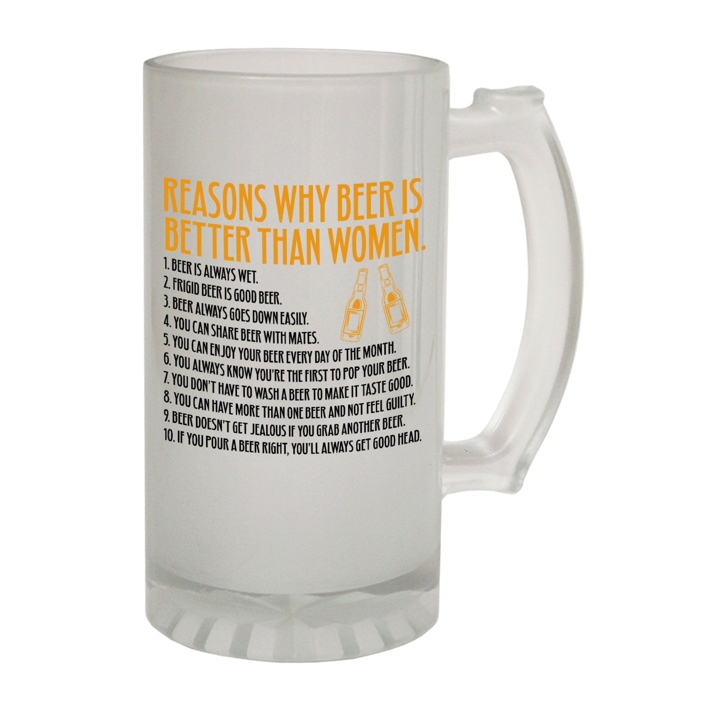 Reasons Beers Women Drinking - Novelty Funny Frosted Stein - Gift Boxed